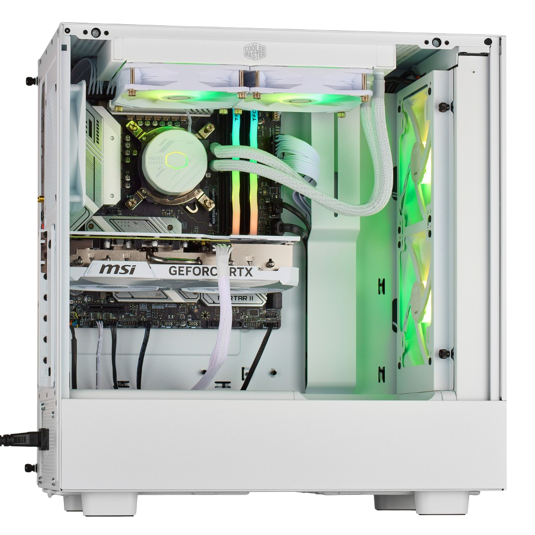TECHNOID Icy White Gaming PC - GeForce RTX 5080 - AMD Ryzen 7 7800X3D - 64GB DDR5 - 1TB SSD - Win 11 PRO - AI Ready - VR Compatible - Wifi Bluetooth