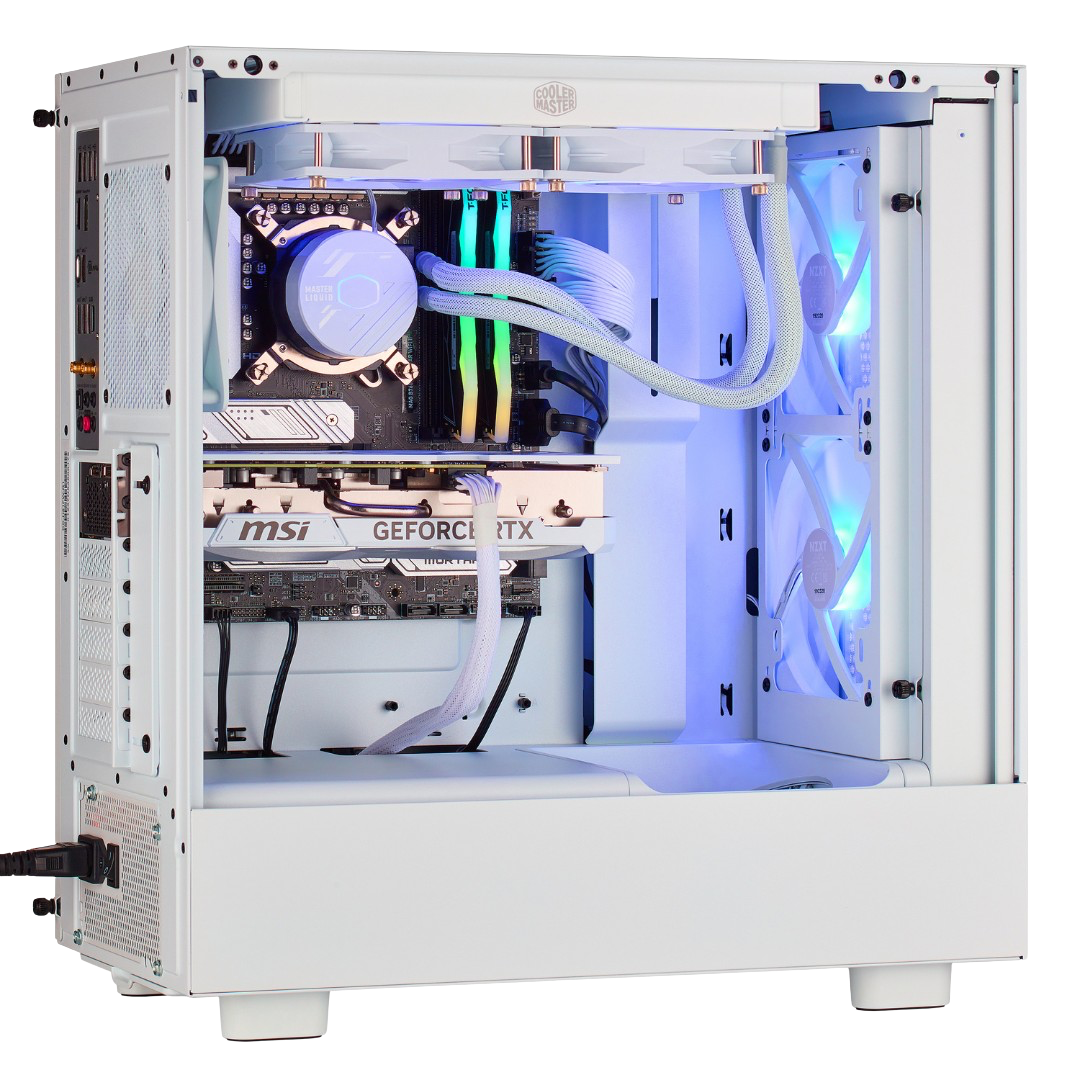 TECHNOID Icy White Gaming PC - GeForce RTX 5080 - AMD Ryzen 7 7800X3D - 64GB DDR5 - 1TB SSD - Win 11 PRO - AI Ready - VR Compatible - Wifi Bluetooth