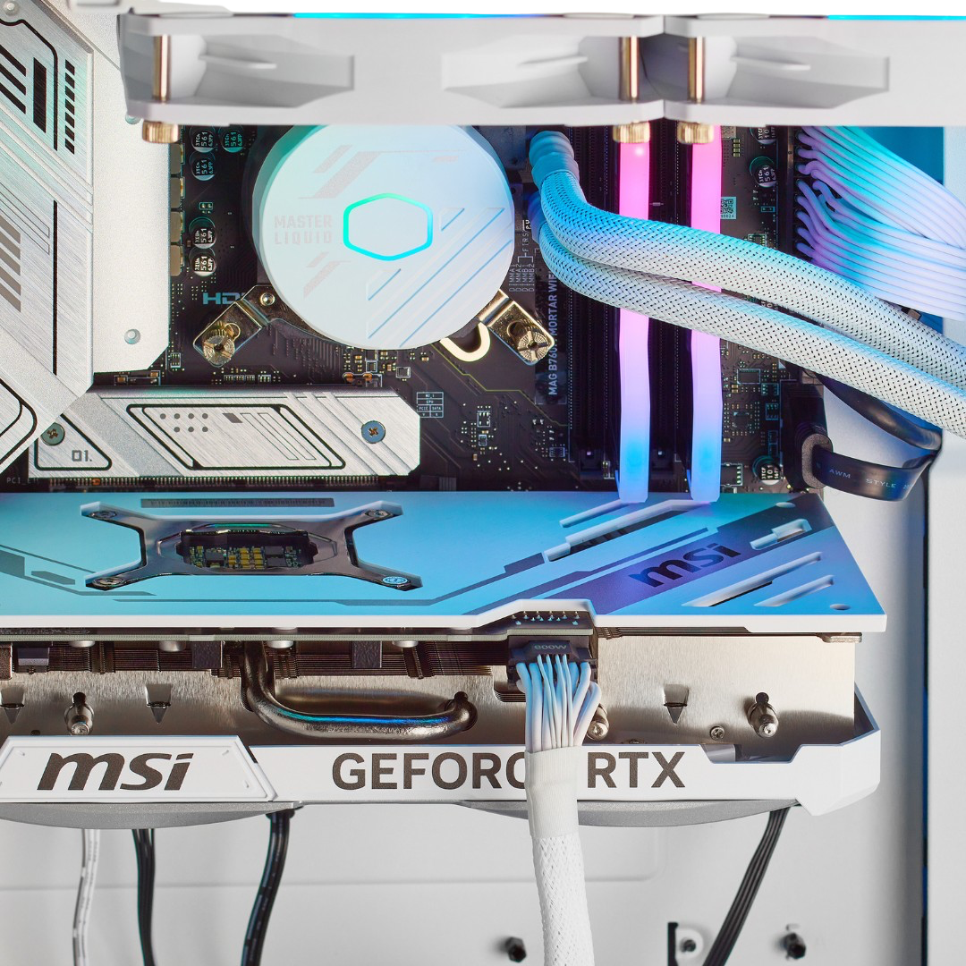 TECHNOID Icy White Gaming PC - GeForce RTX 5080 - AMD Ryzen 7 7800X3D - 64GB DDR5 - 1TB SSD - Win 11 PRO - AI Ready - VR Compatible - Wifi Bluetooth