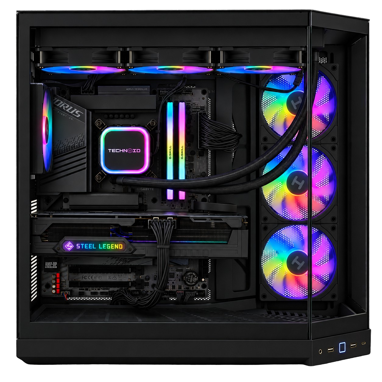 TECHNOID Panorama Gaming PC - GeForce RTX 5080 - AMD Ryzen 7 9800X3D - 32GB DDR5 - 1TB SSD - Win 11 PRO - AI Ready - VR Compatible