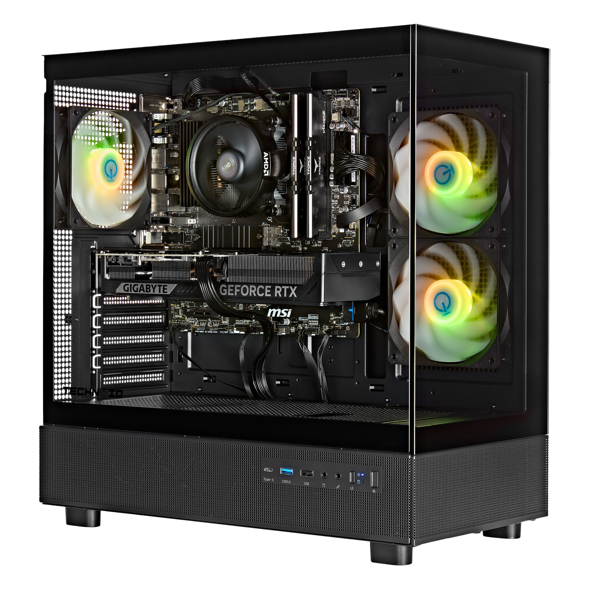 TECHNOID Glass GAMING PC (RTX 5050 - Ryzen 5 - 16GB RAM - 500GB SSD - WIN 11 H - Wifi - 3 Years Warranty - Black)