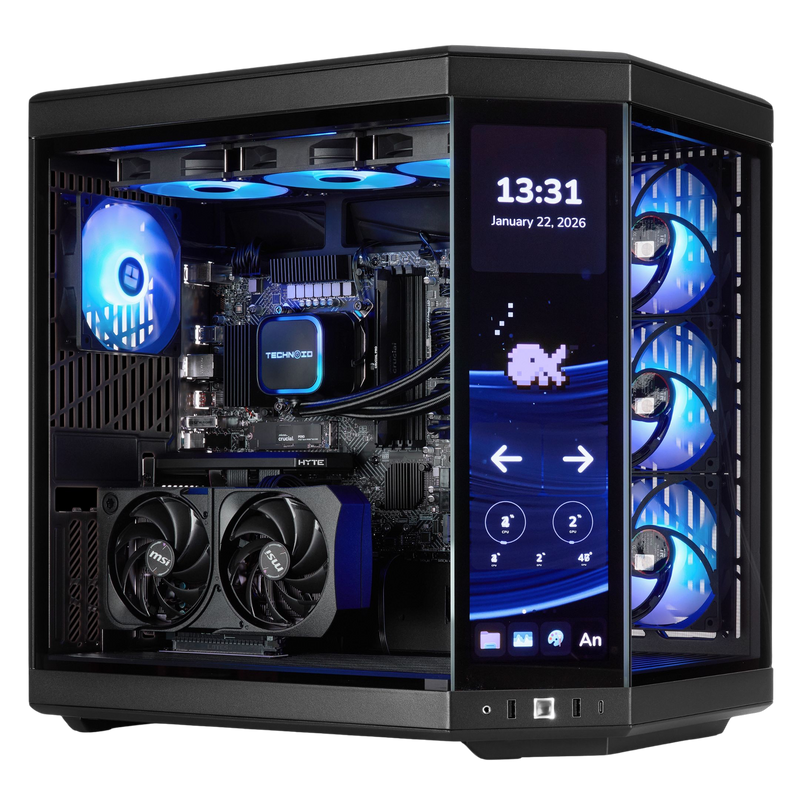 TECHNOID Limited Edition Gaming PC - AMD Ryzen 7 9800X3D, 64GB Ram, 1TB SSD, RTX 5080 , Windows 11 Pro, HYTE Y70 Touch infinite, Black