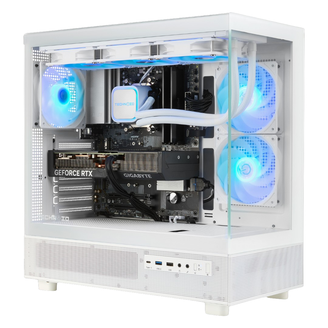 TECHNOID Glass Gaming PC - GeForce RTX 5070 - AMD Ryzen 7 7800X3D - 32GB DDR5 - 2TB SSD - Win 11 PRO - AI Ready - VR Compatible - Wifi Bluetooth