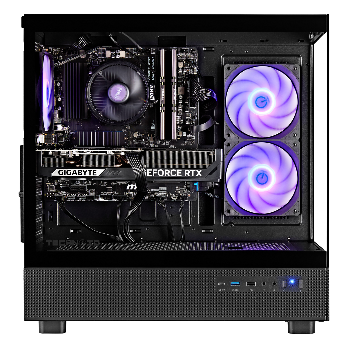 TECHNOID Glass GAMING PC (RTX 3050 - Ryzen 5 - 16GB RAM - 500GB SSD - WIN 11 H - Wifi - 3 Years Warranty - Black)
