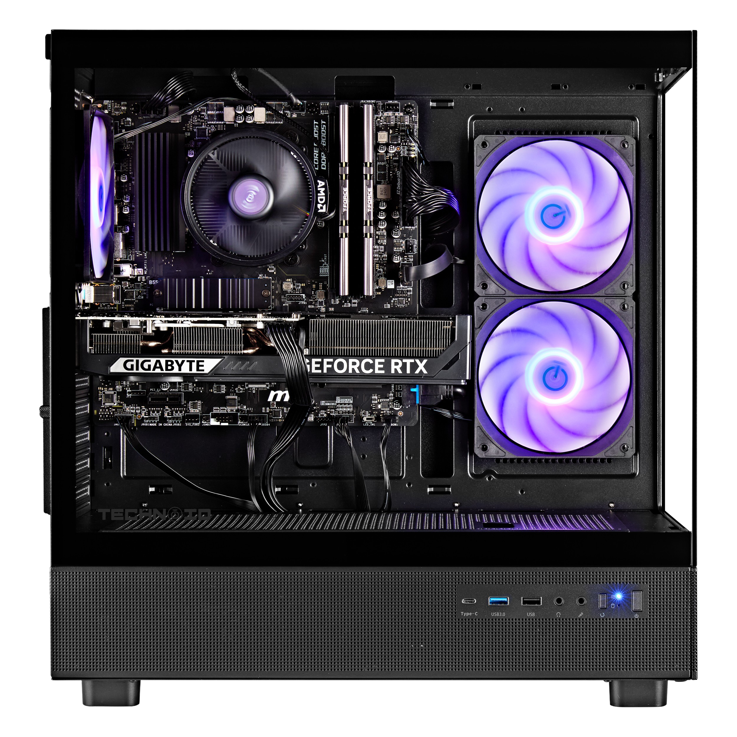 TECHNOID Glass GAMING PC (RTX 5050 - Ryzen 5 - 16GB RAM - 500GB SSD - WIN 11 H - Wifi - 3 Years Warranty - Black)