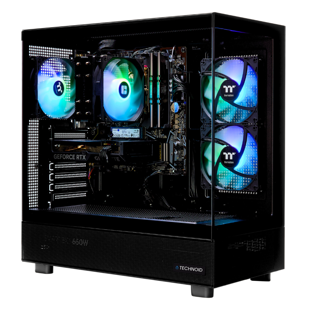 TECHNOID Glass Gaming PC - GeForce RTX 5070 - Intel Core i7-14700KF - 128GB DDR5 - 8TB SSD - Win 11 PRO - AI Ready - VR Compatible - Black - custom