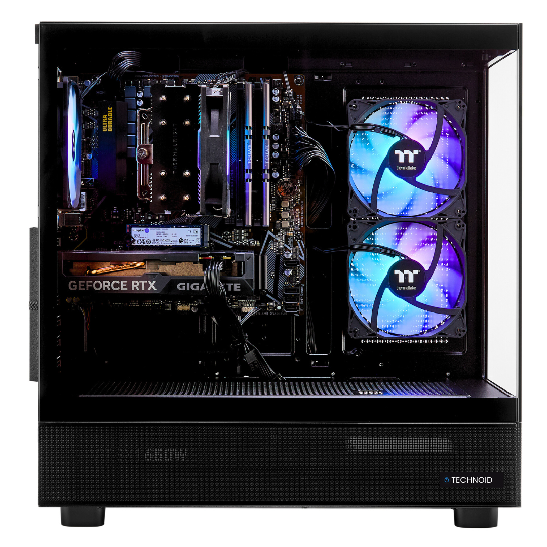 TECHNOID Glass Gaming PC - GeForce RTX 5070 - Intel Core i7-14700KF - 128GB DDR5 - 8TB SSD - Win 11 PRO - AI Ready - VR Compatible - Black - custom