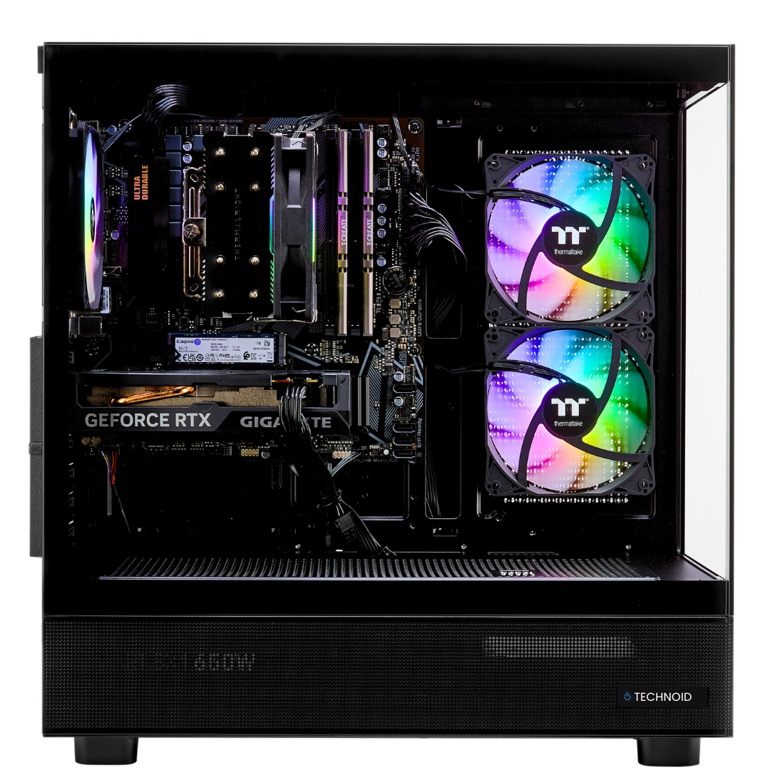TECHNOID Glass Gaming PC - GeForce RTX 5070 - Intel Core i7-14700KF - 128GB DDR5 - 8TB SSD - Win 11 PRO - AI Ready - VR Compatible - Black - custom