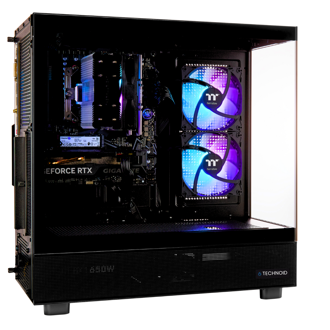TECHNOID Glass Gaming PC - GeForce RTX 5070 - Intel Core i7-14700KF - 128GB DDR5 - 8TB SSD - Win 11 PRO - AI Ready - VR Compatible - Black - custom