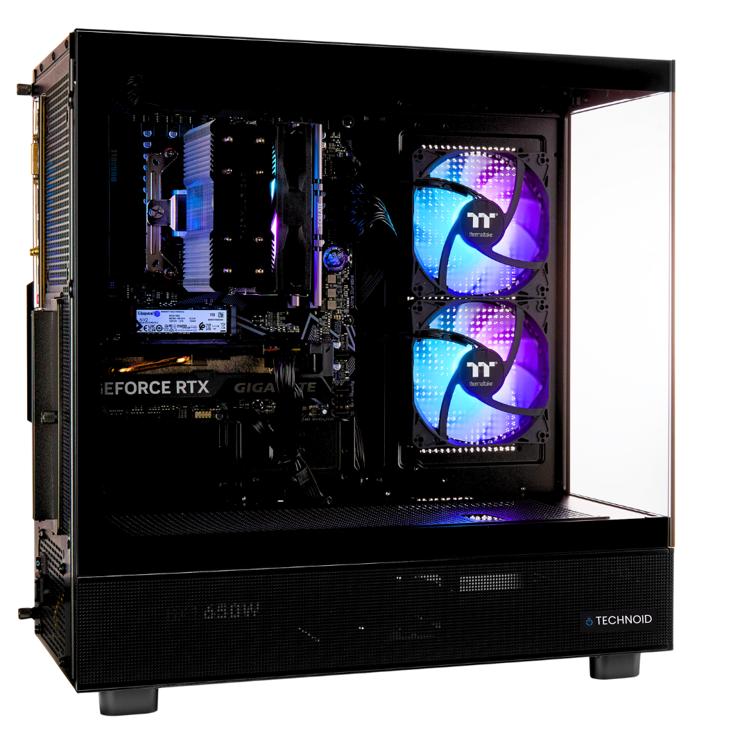 TECHNOID Glass Gaming PC - GeForce RTX 5070 - AMD Ryzen 7 9800X3D - 32GB DDR5 - 2TB SSD - Win 11 PRO - AI Ready - 850w 80 Plus Gold PSU - VR Compatible - Black