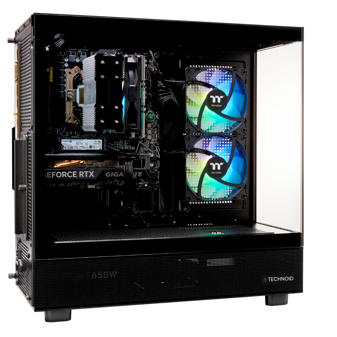 TECHNOID Glass Gaming PC - GeForce RTX 5070 - Intel Core i7-14700KF - 128GB DDR5 - 8TB SSD - Win 11 PRO - AI Ready - VR Compatible - Black - custom