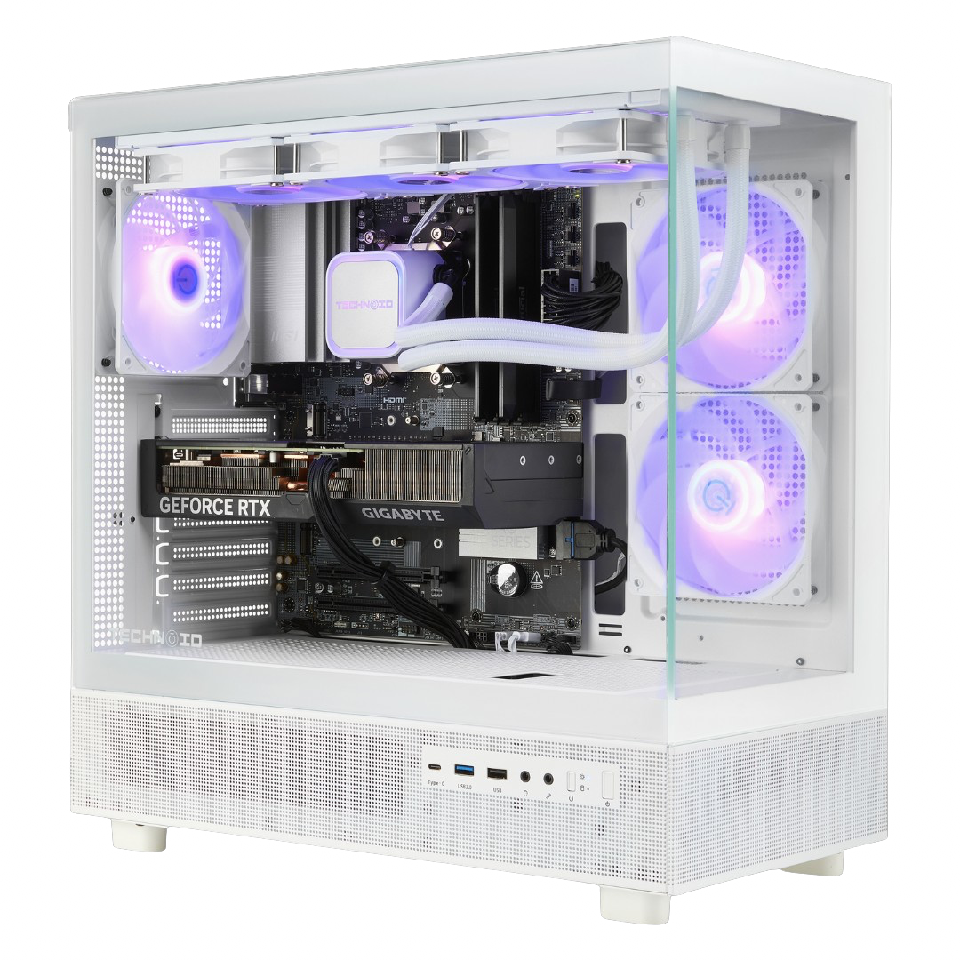 TECHNOID Glass Gaming PC - GeForce RTX 5070 - Intel Core i7 14700KF - 32GB DDR5 - 2TB SSD - Win 11 PRO - AI Ready - VR Compatible - Wifi Bluetooth