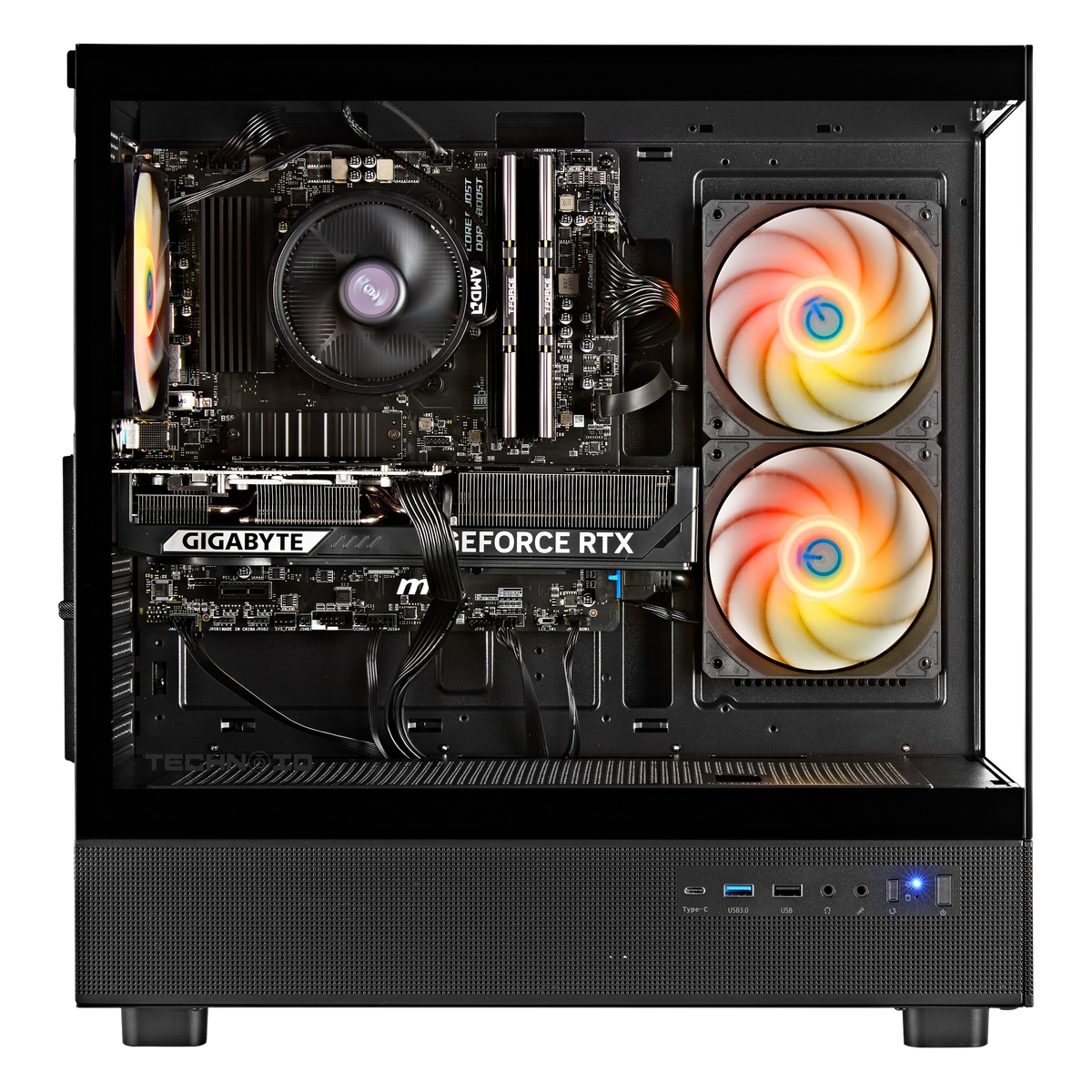 TECHNOID Glass GAMING PC (RTX 3050 - Ryzen 5 - 16GB RAM - 500GB SSD - WIN 11 H - Wifi - 3 Years Warranty - Black)
