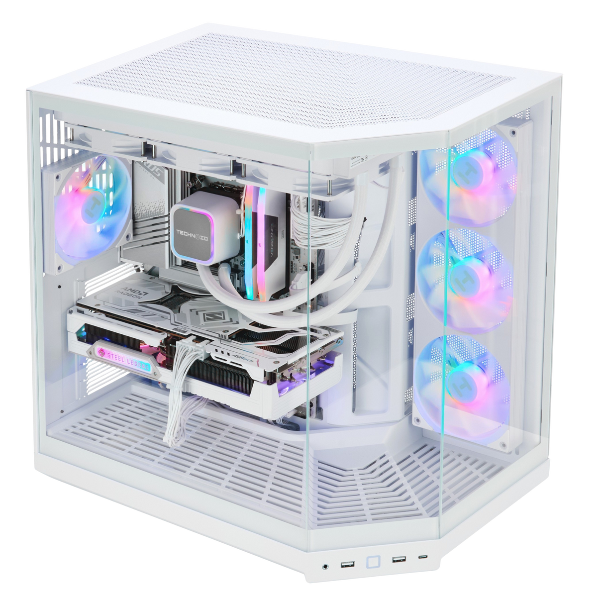 TECHNOID Panorama Gaming PC (AMD Radeon RX 9070 XT - AMD RYZEN 7 7800X3D - 32 GB DDR5 RAM - 1TB SSD - AI Ready - Windows 11 H - Wifi - HYTE Y50 White)