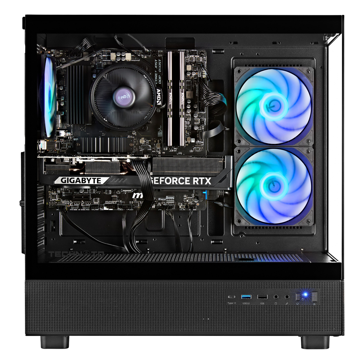 TECHNOID Glass GAMING PC (RTX 3050 - Ryzen 5 - 16GB RAM - 500GB SSD - WIN 11 H - Wifi - 3 Years Warranty - Black)