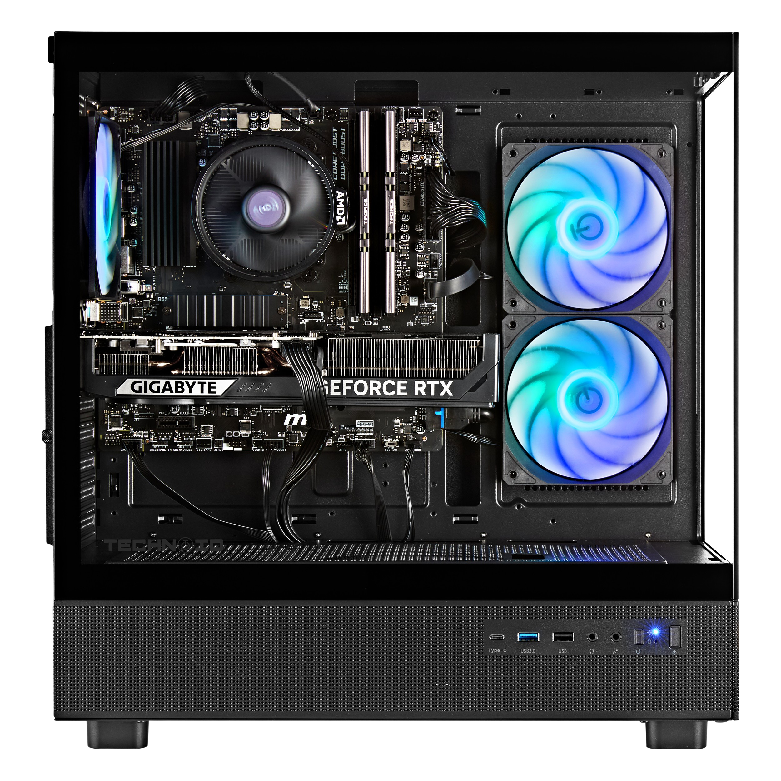 TECHNOID Glass GAMING PC (RTX 5050 - Ryzen 5 - 16GB RAM - 500GB SSD - WIN 11 H - Wifi - 3 Years Warranty - Black)