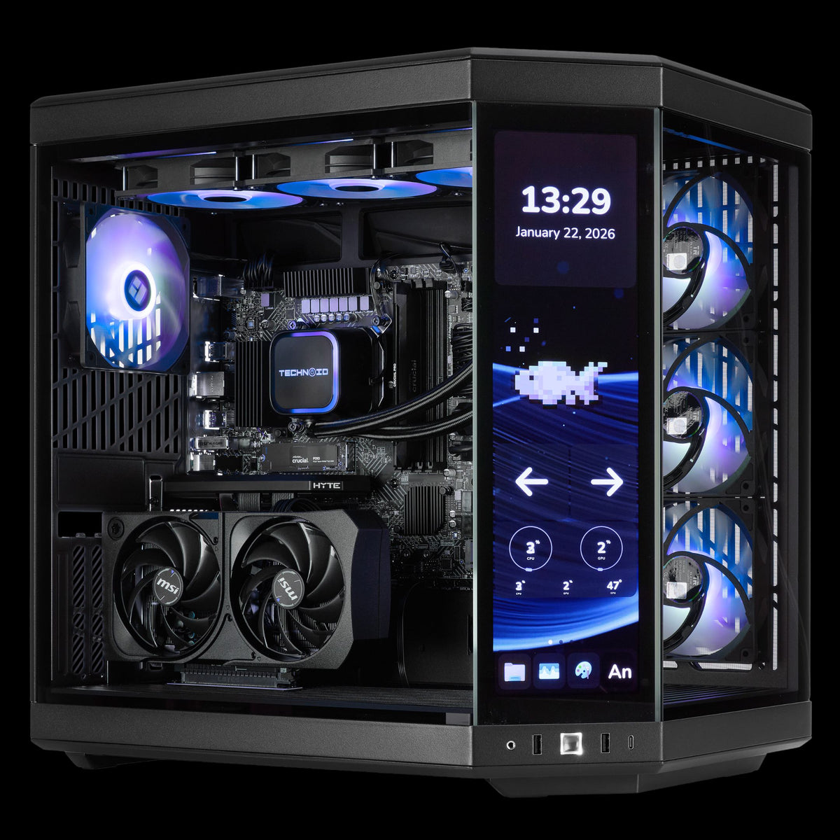 TECHNOID Limited Edition Gaming PC - Intel Core i9 14900KF, 32GB Ram, 1TB SSD, RTX 5070 , Windows 11 Pro, HYTE Y70 Touch infinite, Black