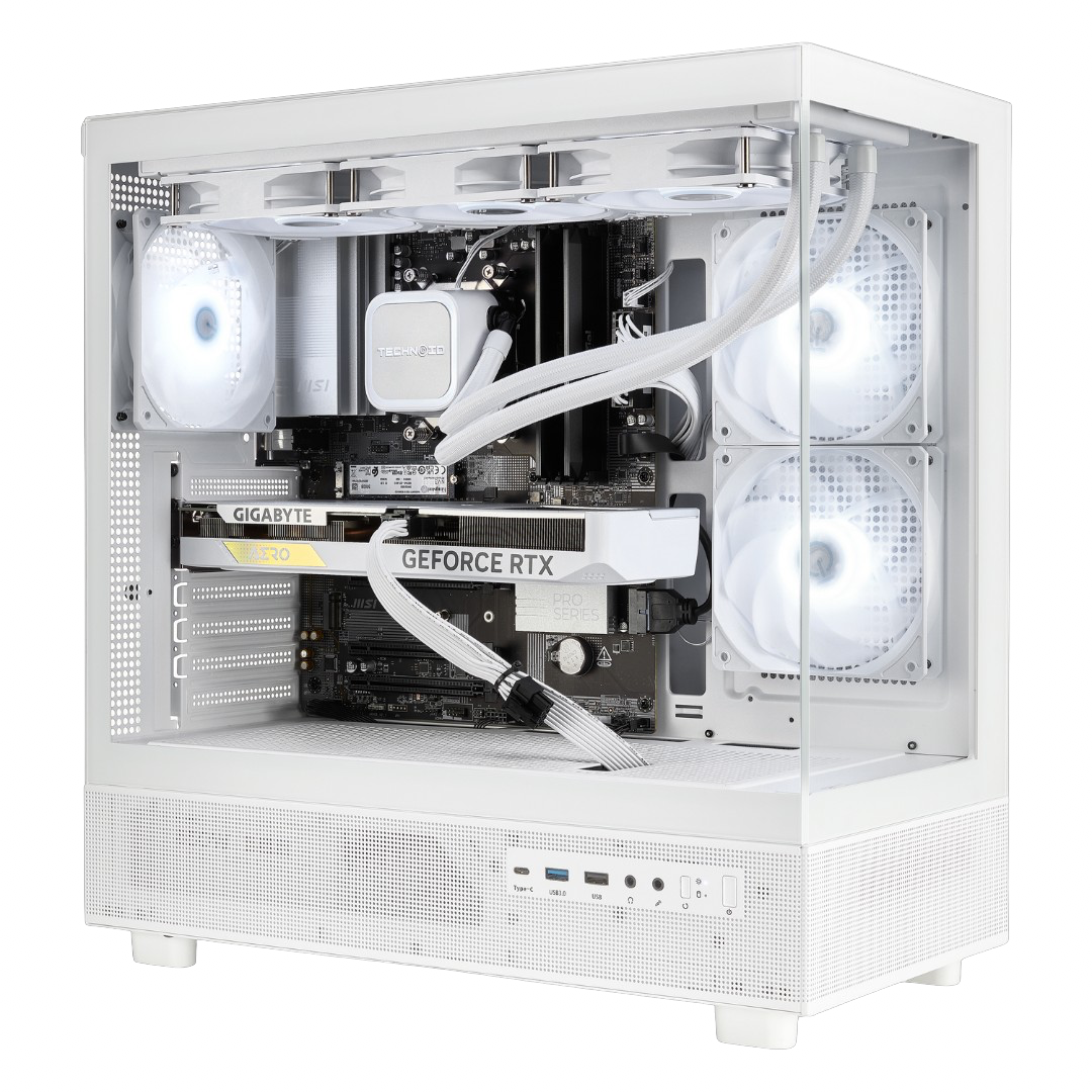 TECHNOID Glass GAMING PC (AMD RX 9070 XT - Ryzen 7 7700 - 32 GB RAM - 1TB SSD - WIN 11 H - Wifi - 3 Years Warranty - White)