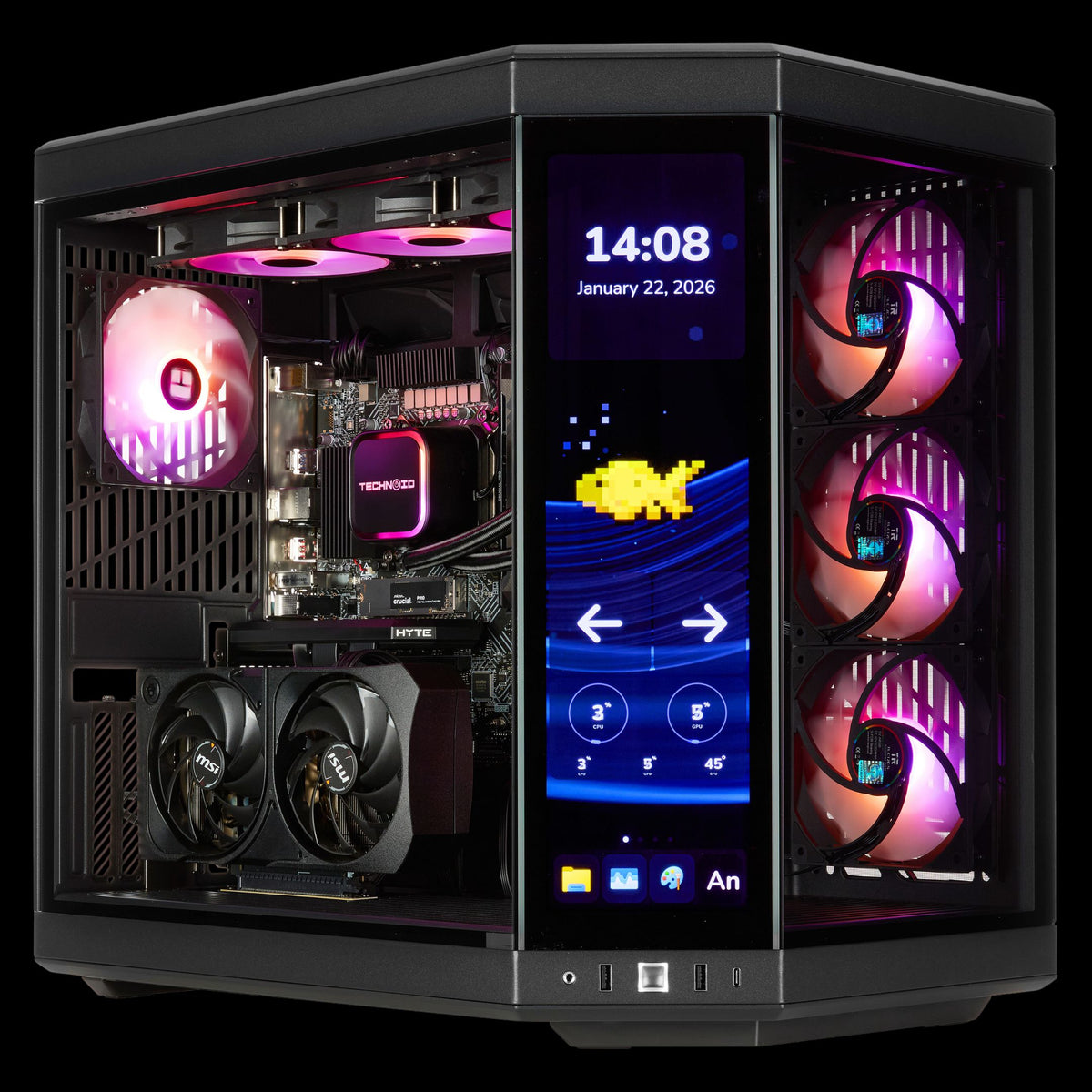 TECHNOID Limited Edition Gaming PC - Intel Core i9 14900KF, 32GB Ram, 1TB SSD, RTX 5070 , Windows 11 Pro, HYTE Y70 Touch infinite, Black