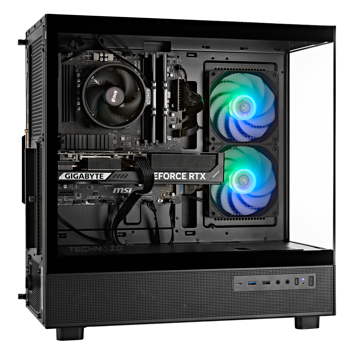 TECHNOID Glass GAMING PC (RTX 3050 - Ryzen 5 - 16GB RAM - 500GB SSD - WIN 11 H - Wifi - 3 Years Warranty - Black)