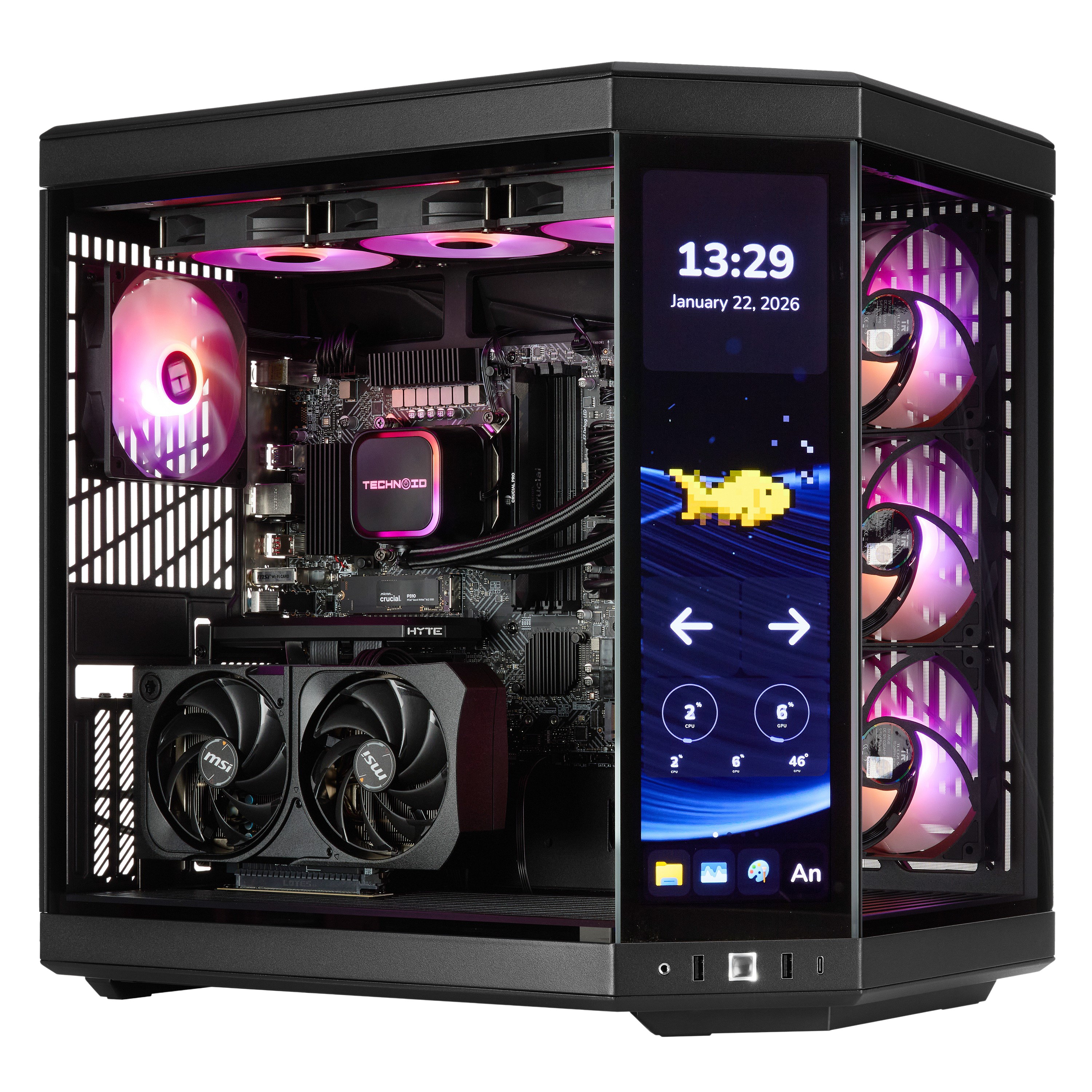 TECHNOID Limited Edition Gaming PC - Intel Core i9 14900KF, 32GB Ram, 1TB SSD, RTX 5070 Ti , Windows 11 Pro, HYTE Y70 Touch infinite, Black
