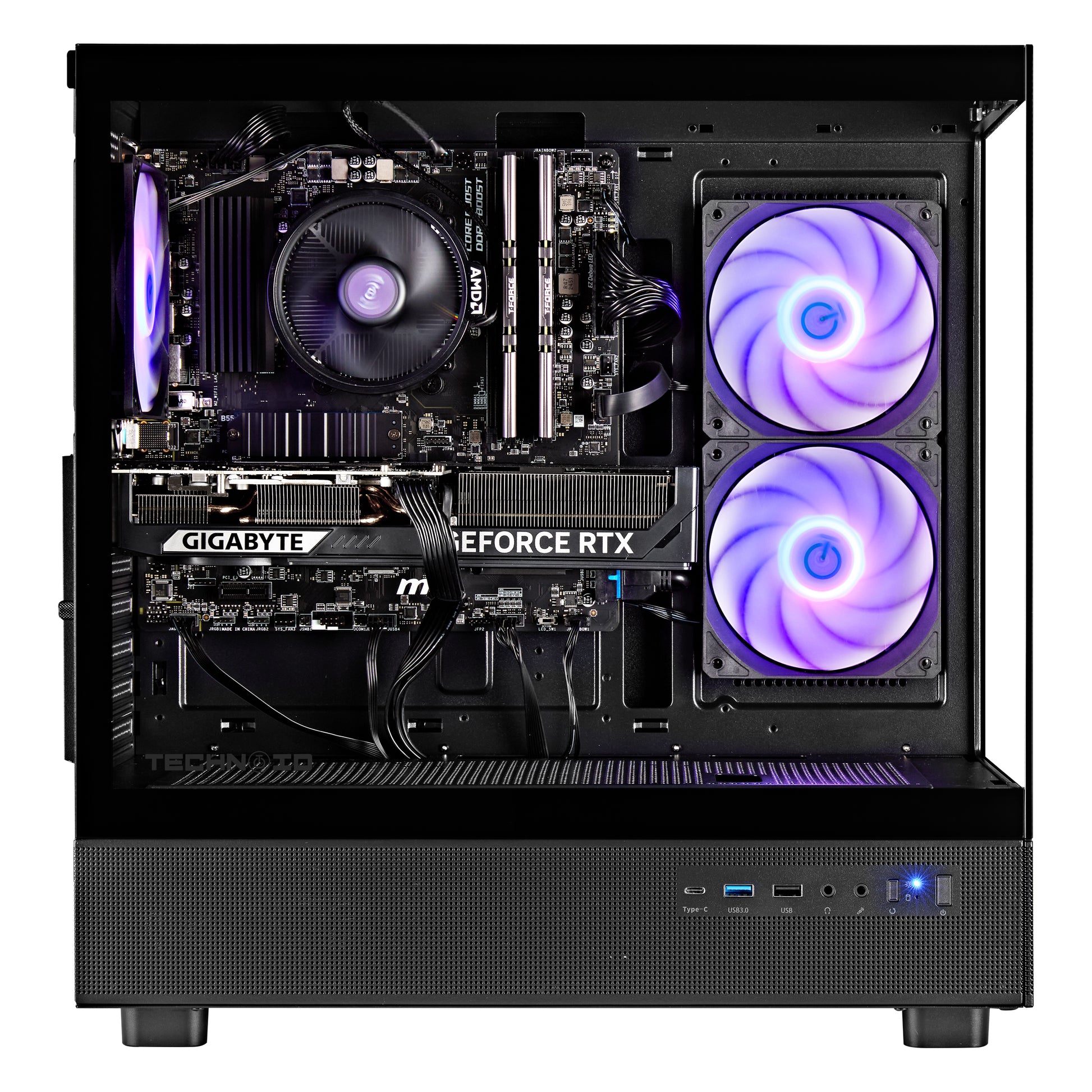 TECHNOID Glass GAMING PC (RTX 5060 - Ryzen 7 - 32 GB RAM - 1TB SSD - WIN 11 PRO - Wifi - 3 Years Warranty - Black)