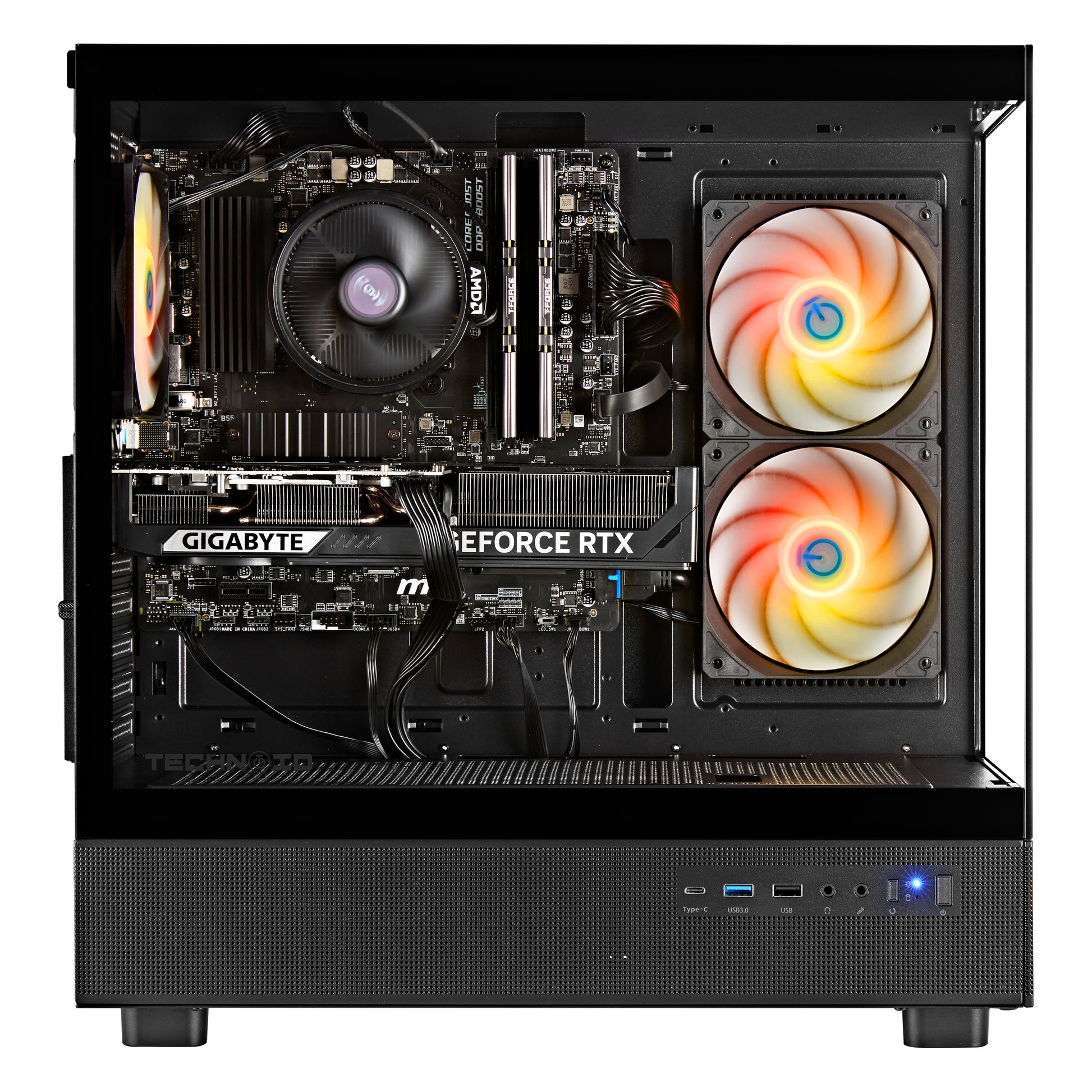 TECHNOID Glass GAMING PC (RTX 5060 - Ryzen 7 - 32 GB RAM - 1TB SSD - WIN 11 PRO - Wifi - 3 Years Warranty - Black)