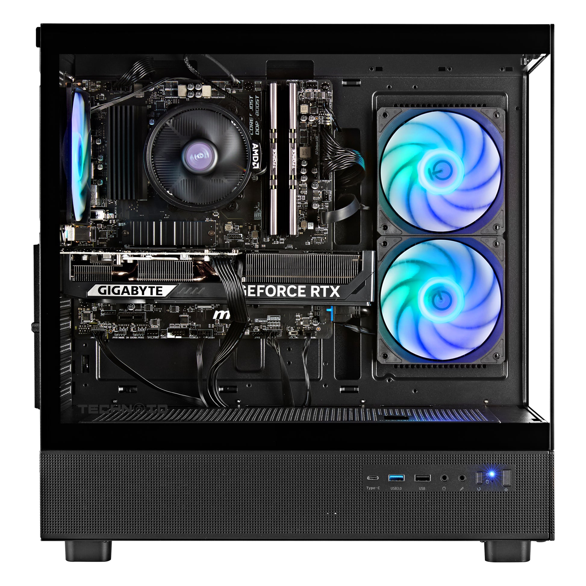 TECHNOID Glass GAMING PC (RTX 5060 - Ryzen 7 - 32 GB RAM - 1TB SSD - WIN 11 PRO - Wifi - 3 Years Warranty - Black)