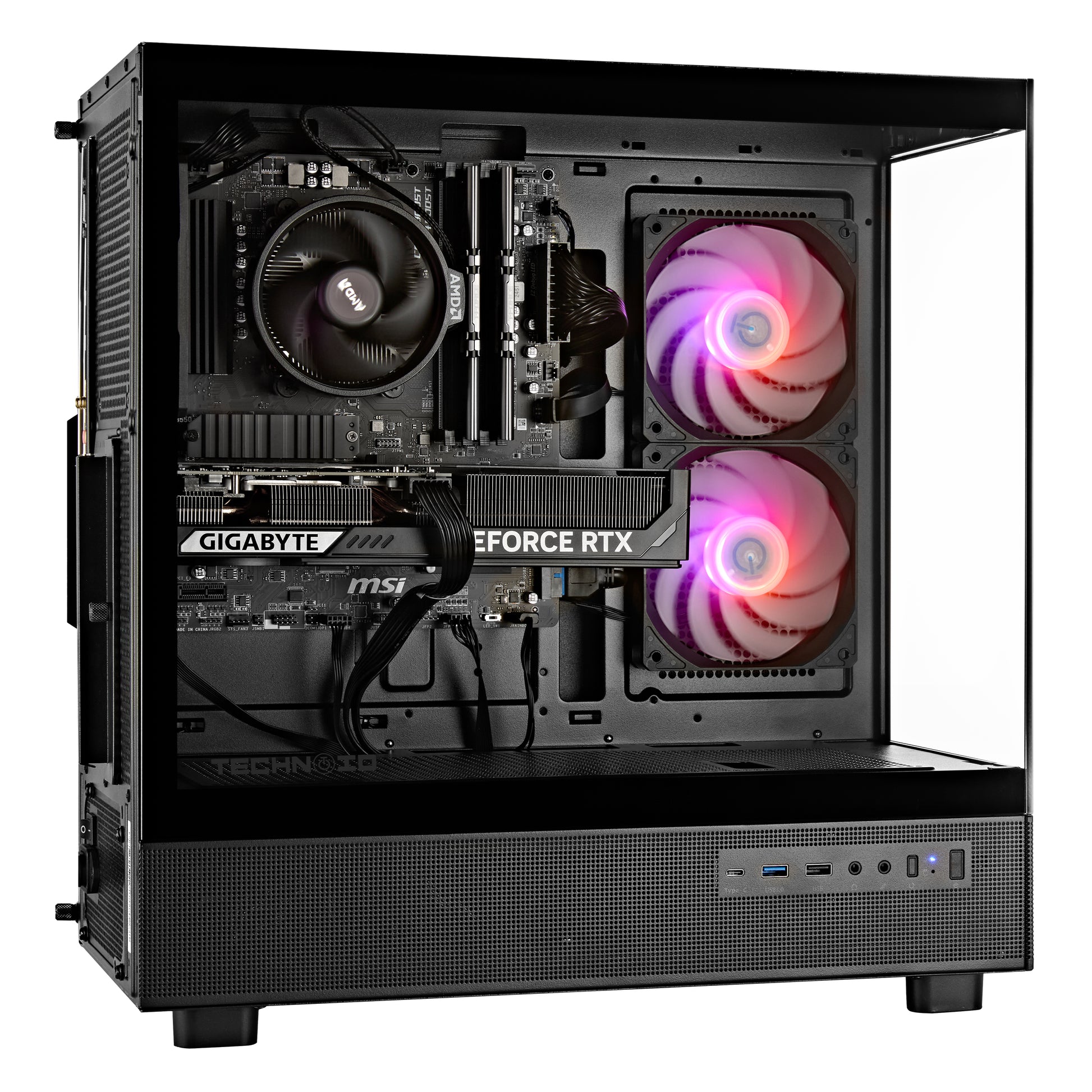 TECHNOID Glass GAMING PC (RTX 5060 - Ryzen 7 - 32 GB RAM - 1TB SSD - WIN 11 PRO - Wifi - 3 Years Warranty - Black)