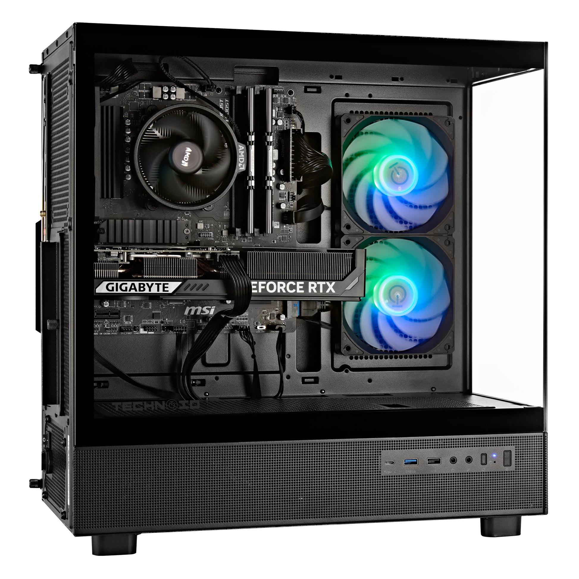 TECHNOID Glass GAMING PC (RTX 5060 - Ryzen 7 - 32 GB RAM - 1TB SSD - WIN 11 PRO - Wifi - 3 Years Warranty - Black)