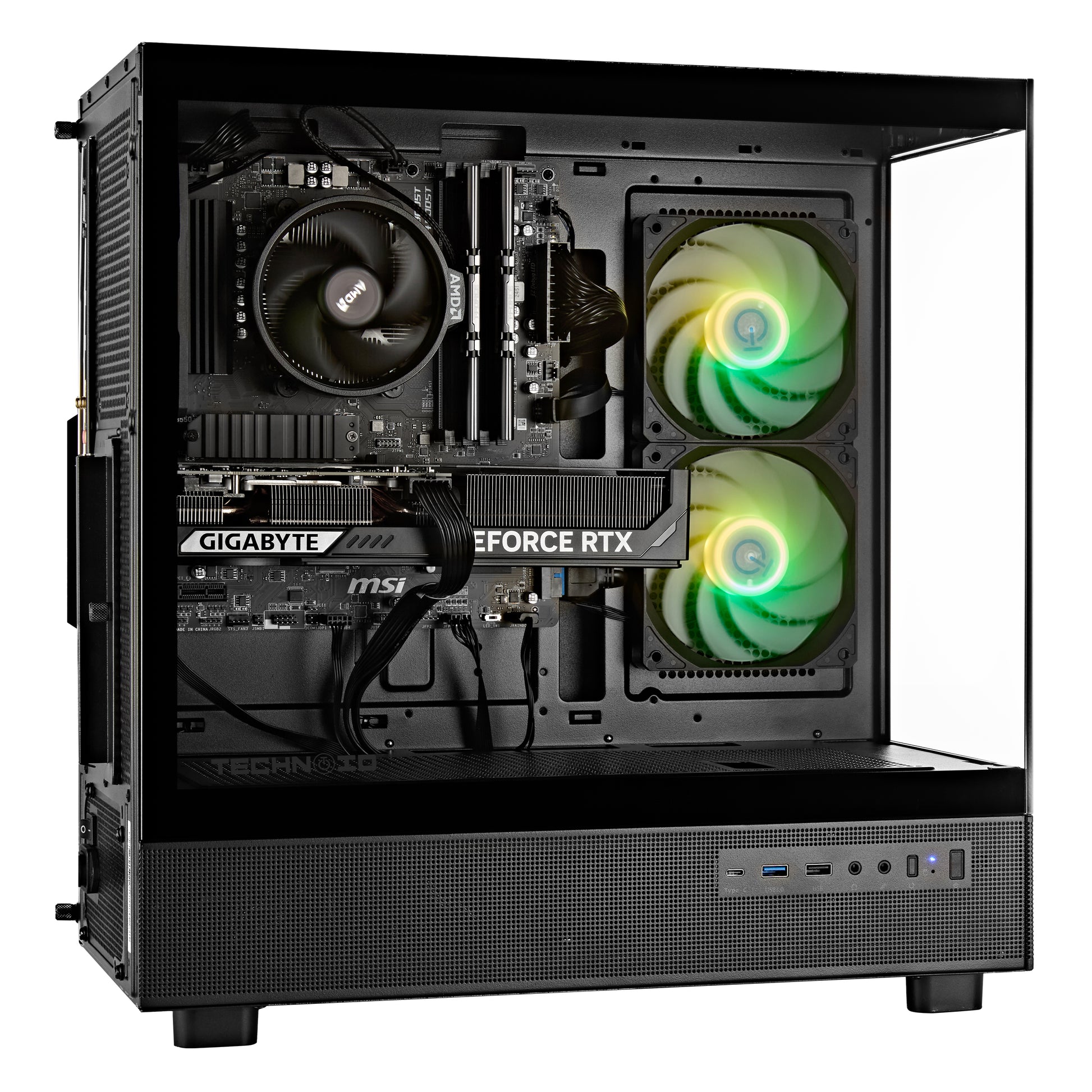 TECHNOID Glass GAMING PC (RTX 5060 - Ryzen 7 - 32 GB RAM - 1TB SSD - WIN 11 PRO - Wifi - 3 Years Warranty - Black)
