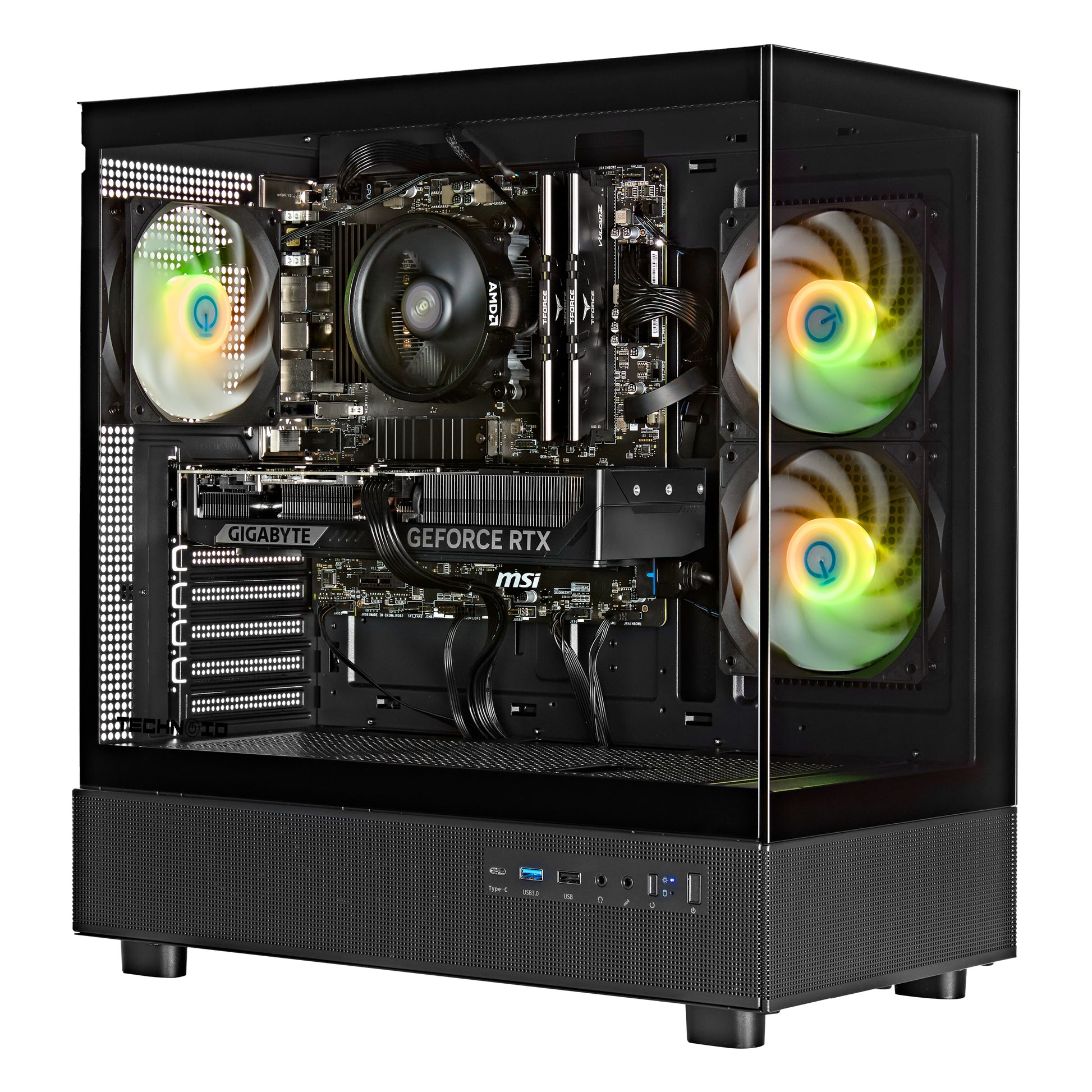 TECHNOID Glass GAMING PC (RTX 5060 - Ryzen 7 - 32 GB RAM - 1TB SSD - WIN 11 PRO - Wifi - 3 Years Warranty - Black)