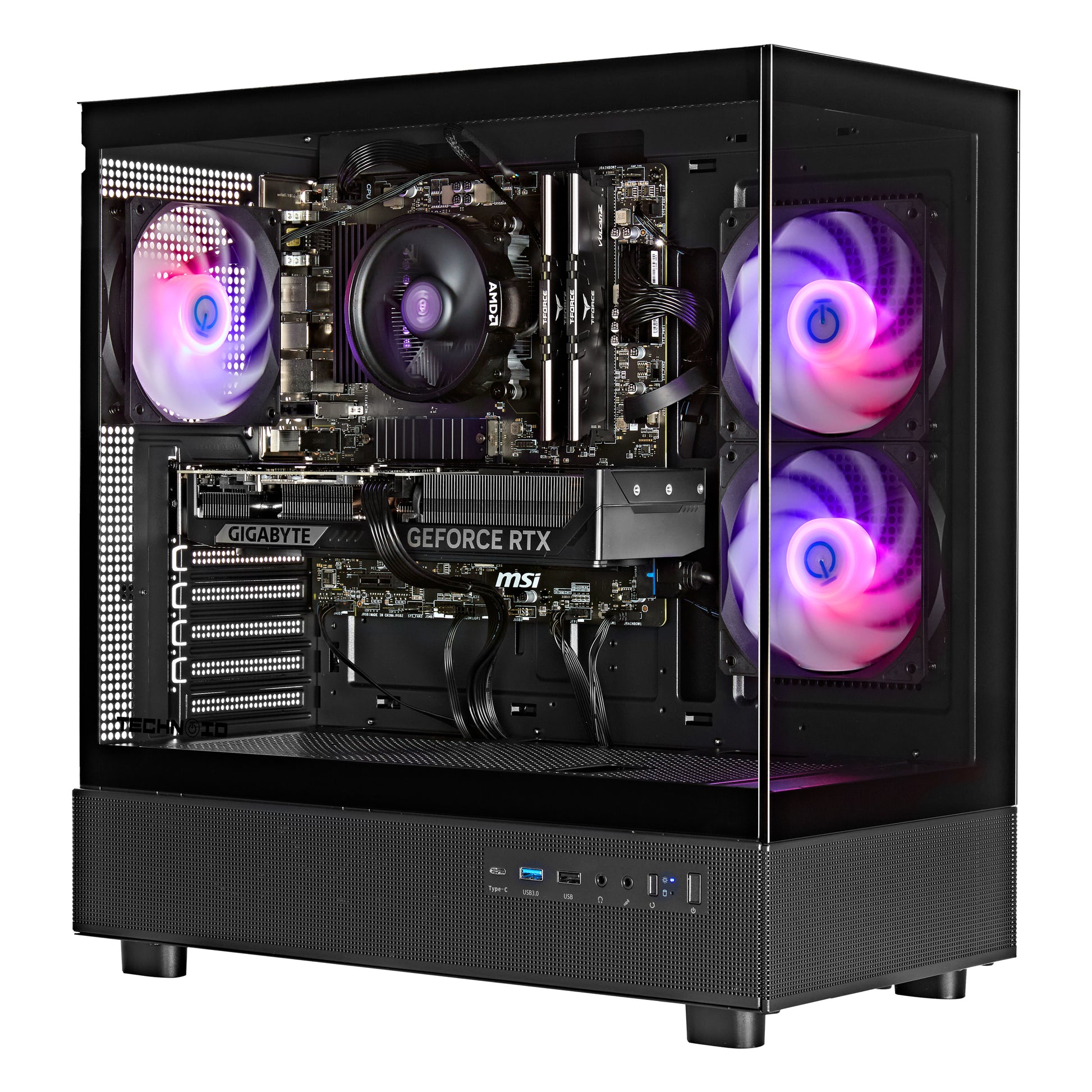 TECHNOID Glass GAMING PC (RTX 5060 - Ryzen 7 - 32 GB RAM - 1TB SSD - WIN 11 PRO - Wifi - 3 Years Warranty - Black)