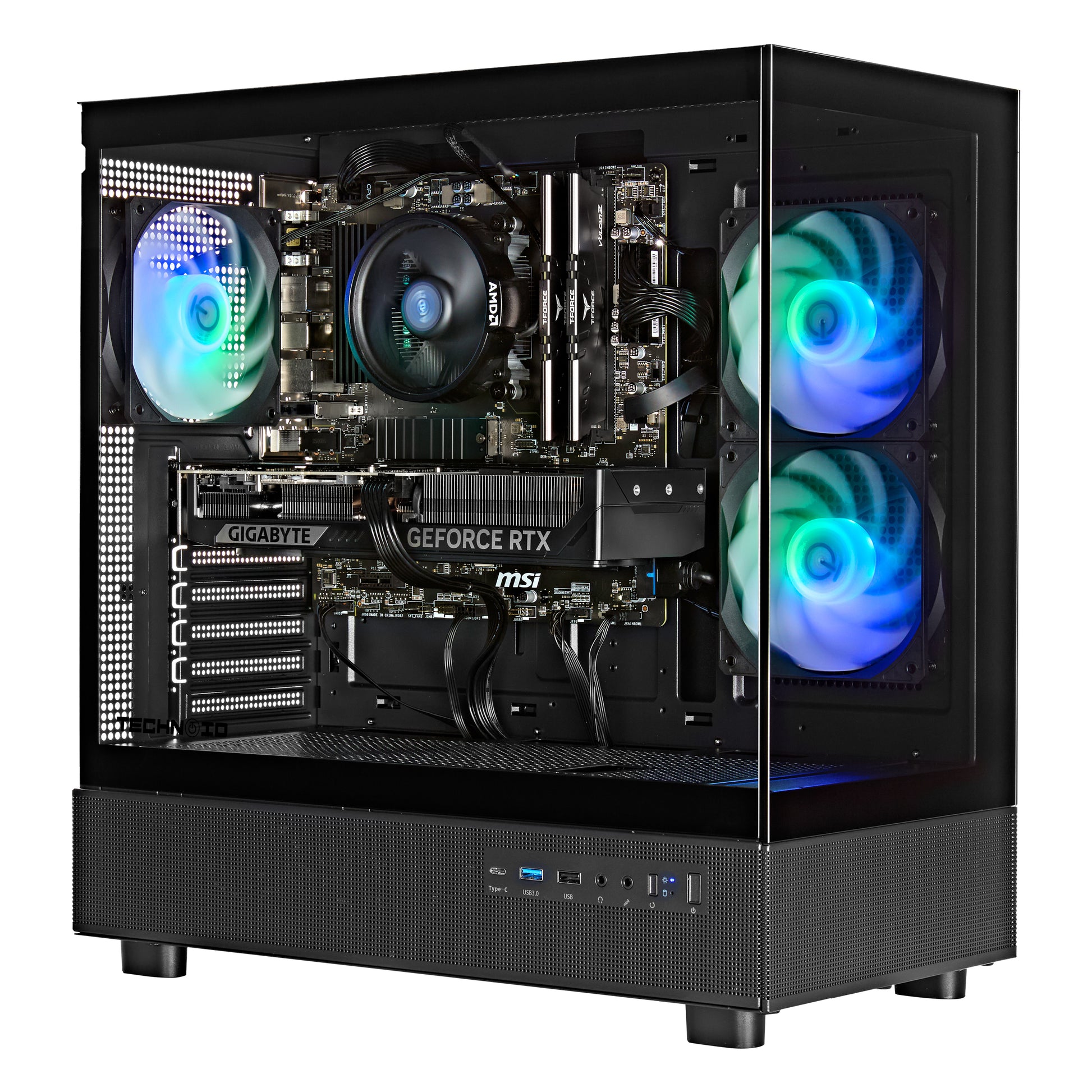 TECHNOID Glass GAMING PC (RTX 5060 - Ryzen 7 - 32 GB RAM - 1TB SSD - WIN 11 PRO - Wifi - 3 Years Warranty - Black)