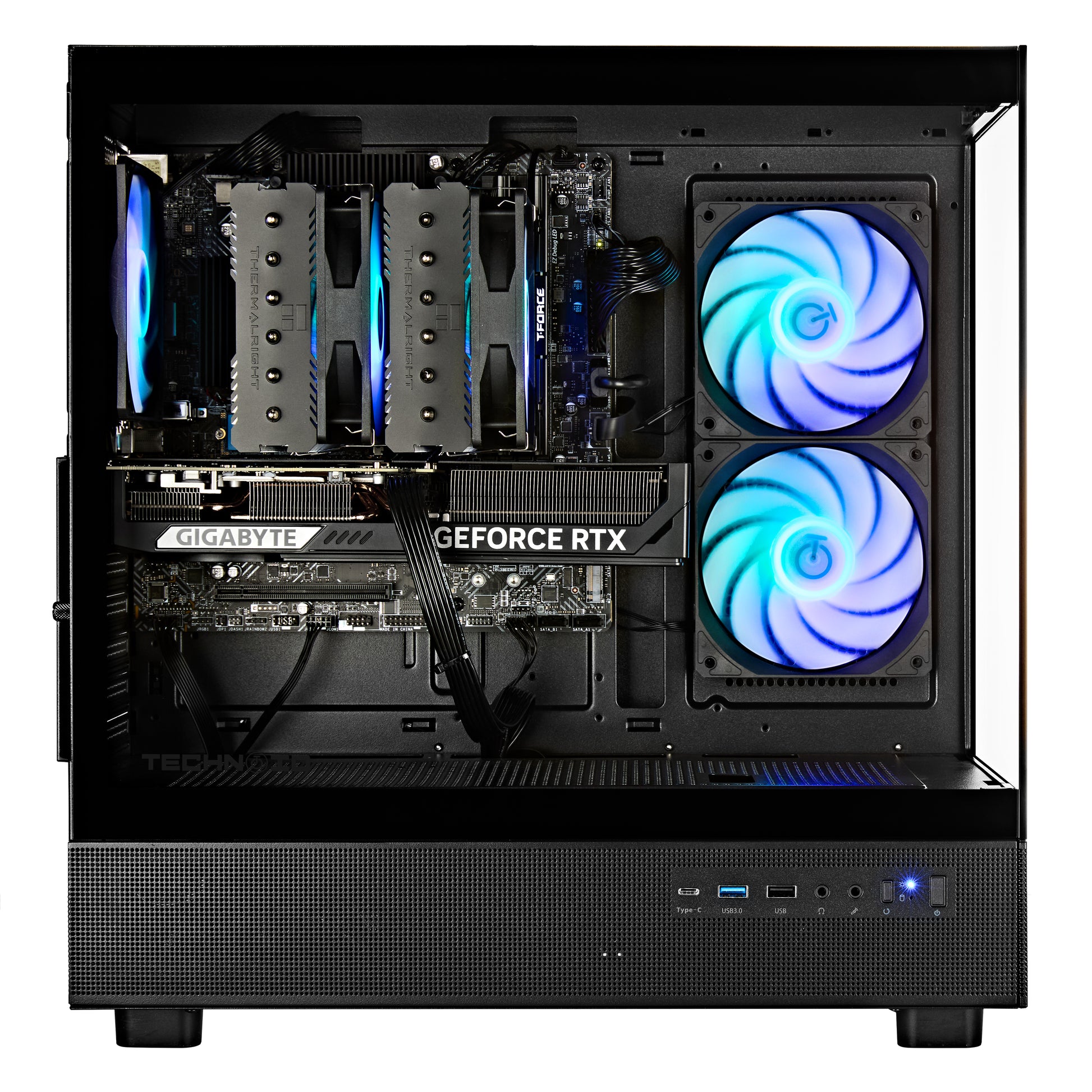 TECHNOID Glass Gaming PC - GeForce RTX 5070 Ti - AMD Ryzen 7 9800X3D - 32GB DDR5 - 2TB SSD - Win 11 PRO - AI Ready - 850w 80 Plus Gold PSU - VR Compatible - Black
