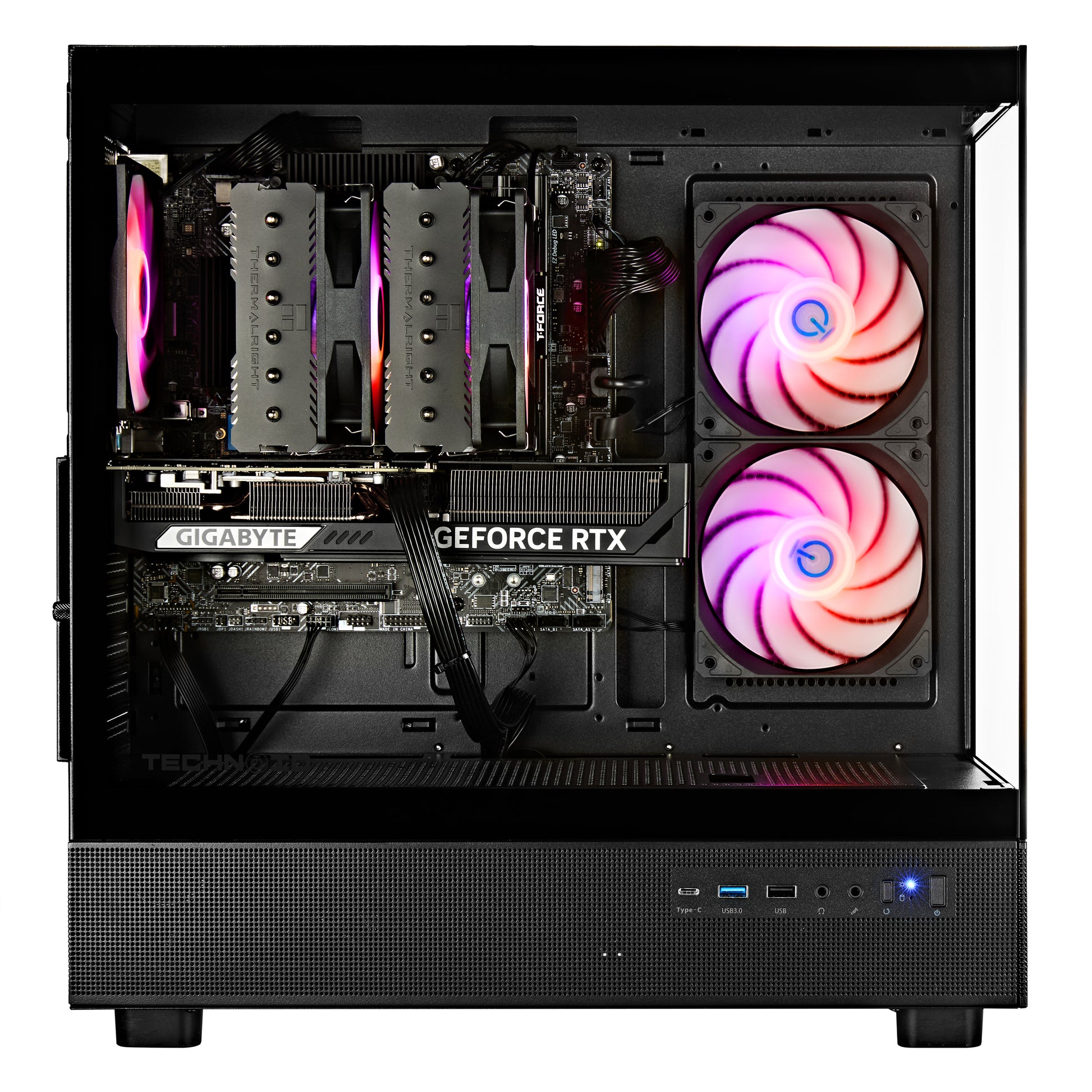 TECHNOID Glass Gaming PC - GeForce RTX 5070 Ti - AMD Ryzen 7 9800X3D - 32GB DDR5 - 2TB SSD - Win 11 PRO - AI Ready - 850w 80 Plus Gold PSU - VR Compatible - Black
