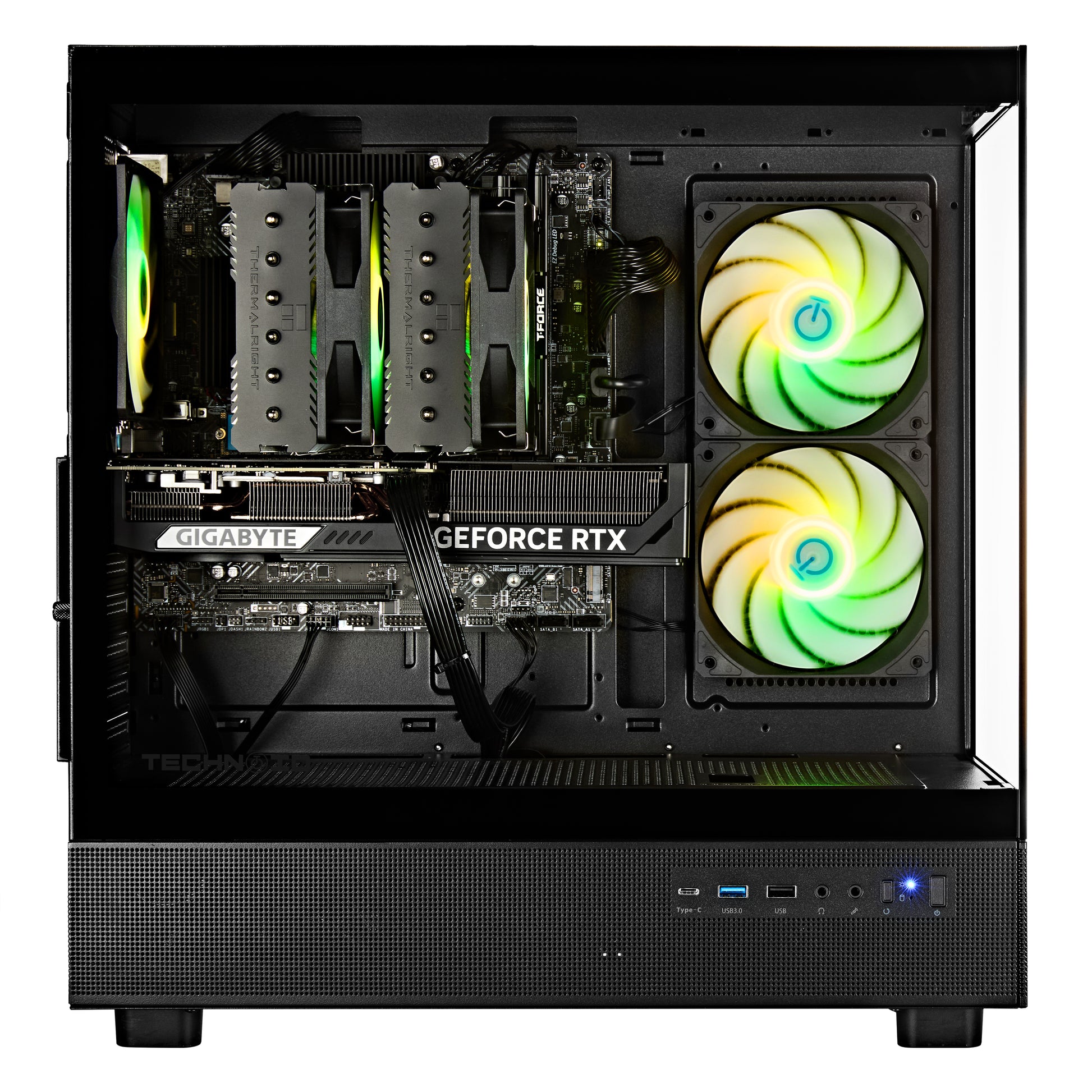 TECHNOID Glass Gaming PC - GeForce RTX 5070 Ti - AMD Ryzen 7 9800X3D - 32GB DDR5 - 2TB SSD - Win 11 PRO - AI Ready - 850w 80 Plus Gold PSU - VR Compatible - Black