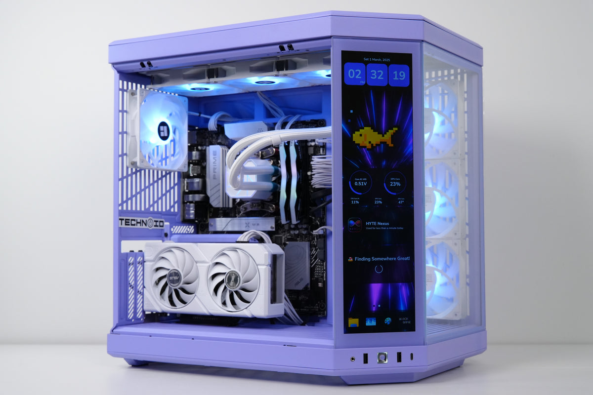 TECHNOID Limited Edition Gaming Pc (Amd Ryzen 7 7700 - RTX 5070 - 2TB SSD - 32GB RAM DDR5- Win 11 Pro -  HYTE Y70 Touch infinite - Purple)