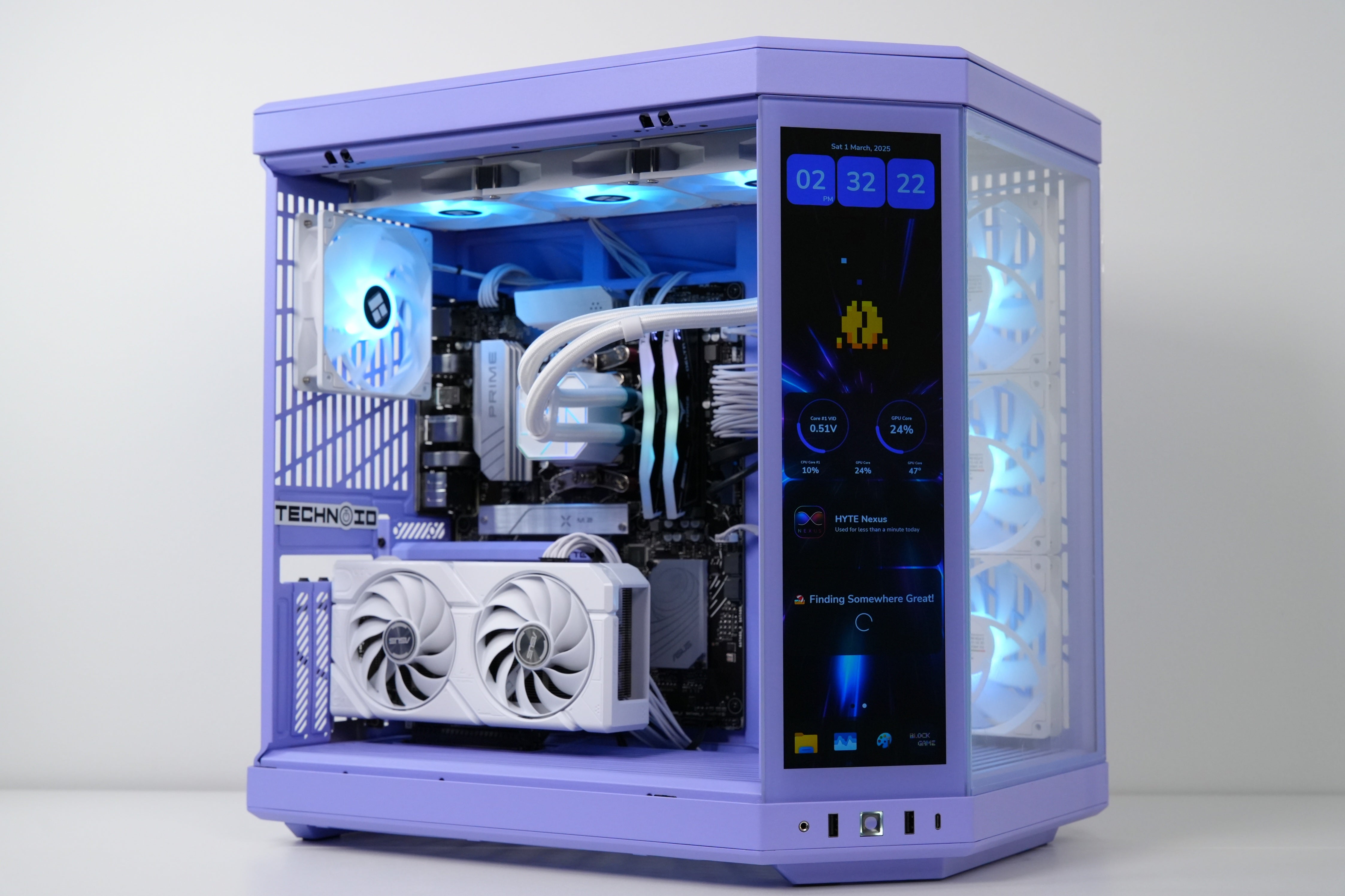 TECHNOID Limited Edition Gaming Pc (Amd Ryzen 7 9700x - RTX 5070 Ti - 2TB SSD - 32GB RAM DDR5- Win 11 Pro -  HYTE Y70 Touch infinite - Purple)