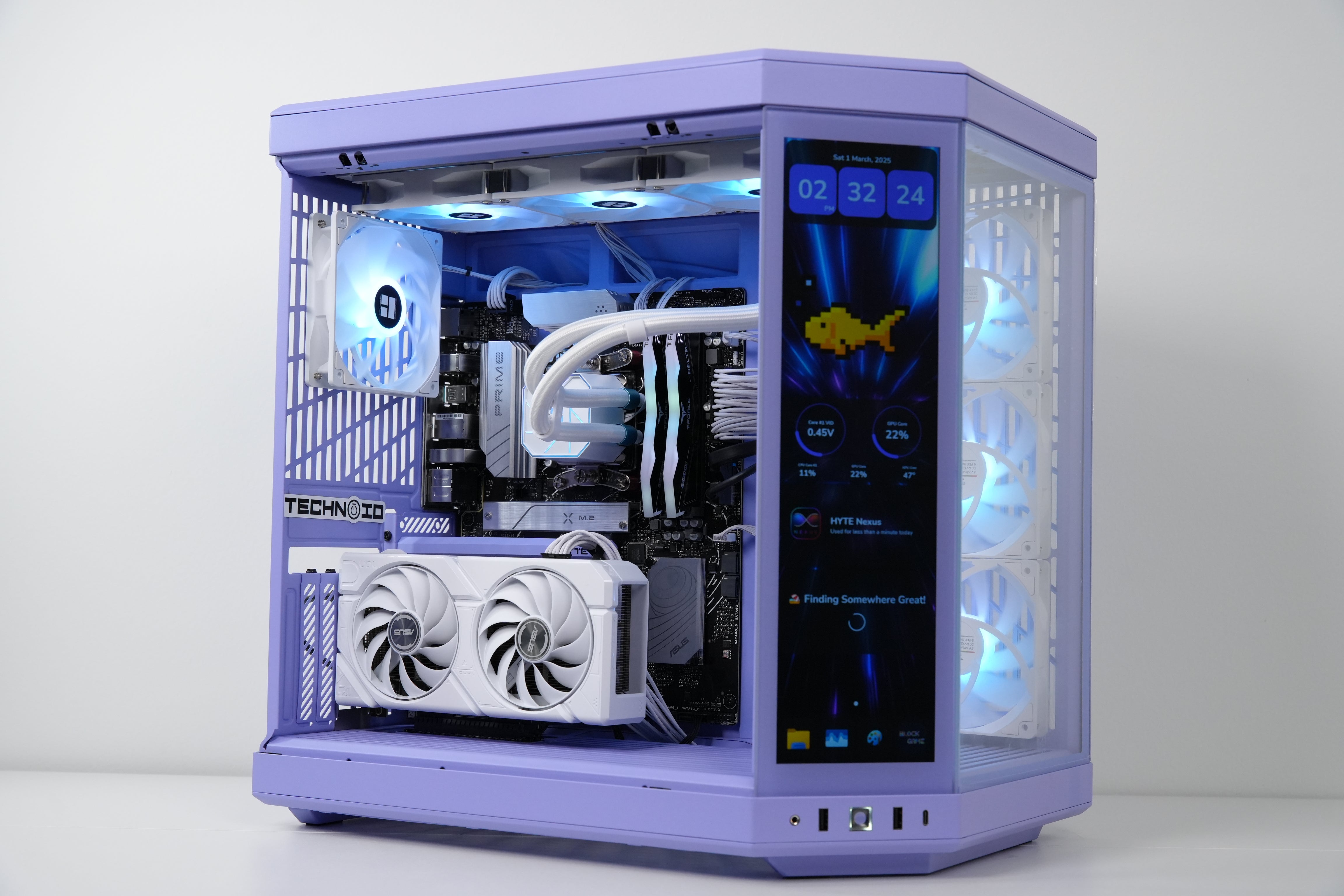 TECHNOID Limited Edition Gaming Pc (Amd Ryzen 7 9700x - RTX 5070 Ti - 2TB SSD - 32GB RAM DDR5- Win 11 Pro -  HYTE Y70 Touch infinite - Purple)