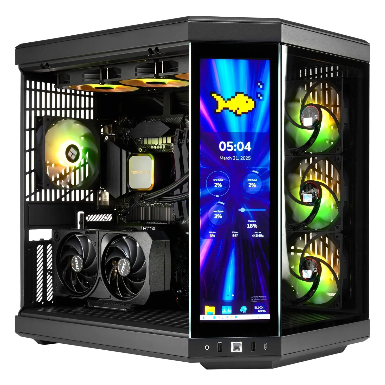 TECHNOID Limited Edition Gaming PC - AMD Ryzen 7 9800X3D, 32GB Ram, 2TB SSD, RTX 5070 Ti , Windows 11 Pro, HYTE Y70 Touch infinite, Black