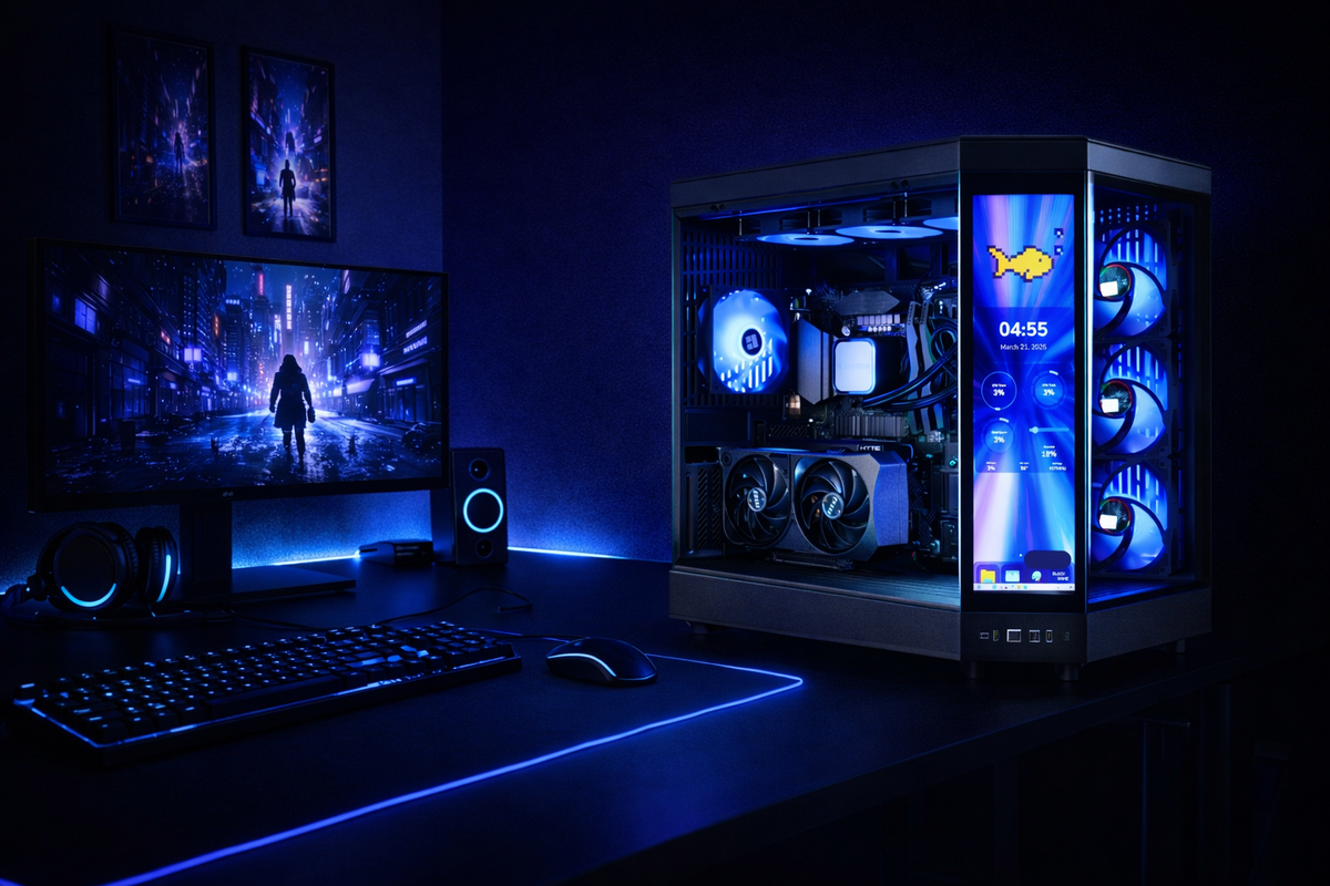 TECHNOID Limited Edition Gaming PC - Intel Core i9 14900KF, 32GB Ram, 2TB SSD, RTX 5070 Ti , Windows 11 Pro, HYTE Y70 Touch infinite, Black