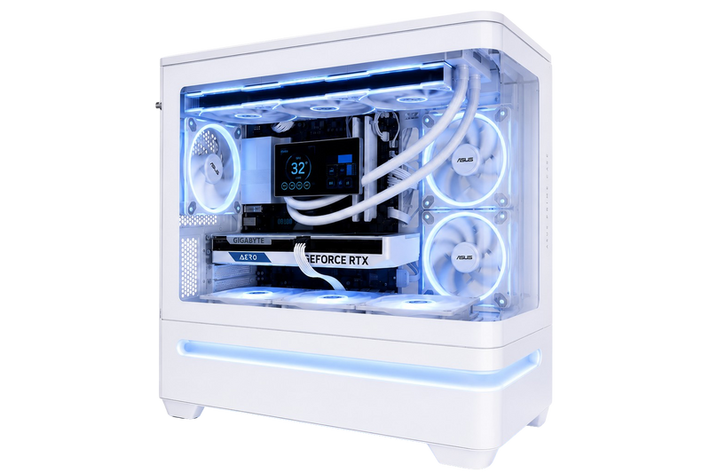 TECHNOID Vertex Gaming PC - GeForce RTX 5070 Ti - AMD Ryzen 7 7800X3D - 32GB DDR5 - 1TB SSD - Win 11 PRO - AI Ready - 850w 80 Plus Gold PSU - VR Compatible - LCD Aio - White