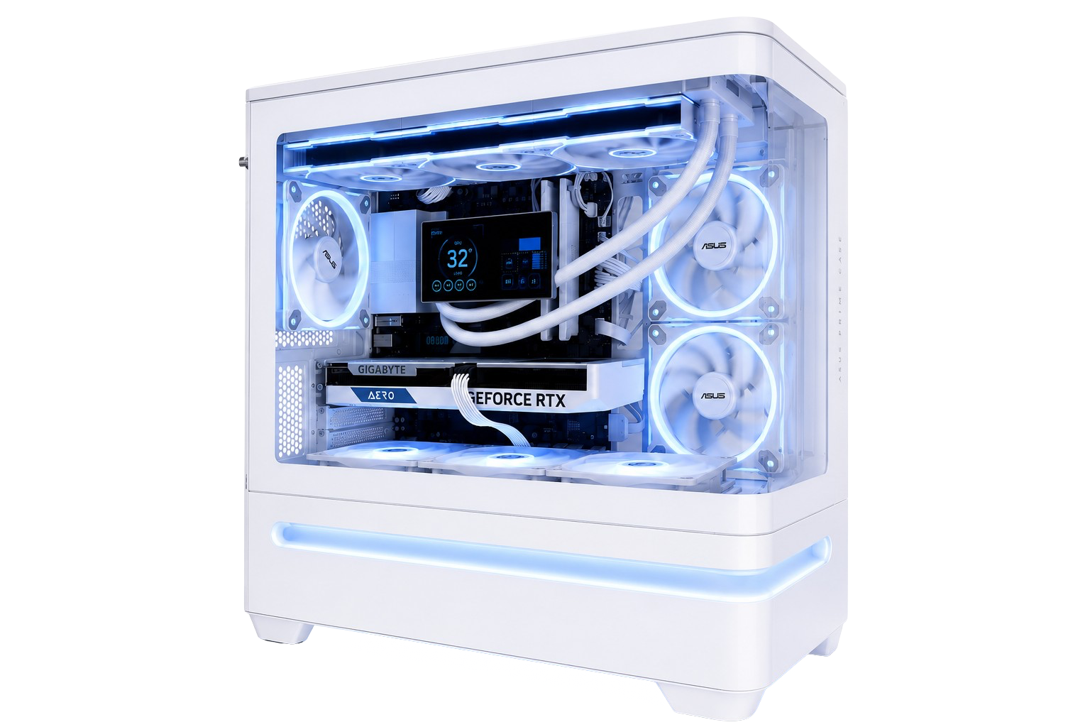 TECHNOID Vertex Gaming PC - GeForce RTX 5070 Ti - AMD Ryzen 7 7800X3D - 32GB DDR5 - 1TB SSD - Win 11 PRO - AI Ready - 850w 80 Plus Gold PSU - VR Compatible - LCD Aio - White