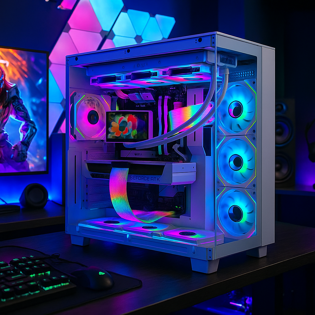 TECHNOID Frozen Gaming PC - RTX 5070 - AMD Ryzen 7 7800X3D - 32GB DDR5 - 2TB SSD - Win 11 PRO - AI Ready - 850w 80 Plus Gold PSU - VR Compatible - White