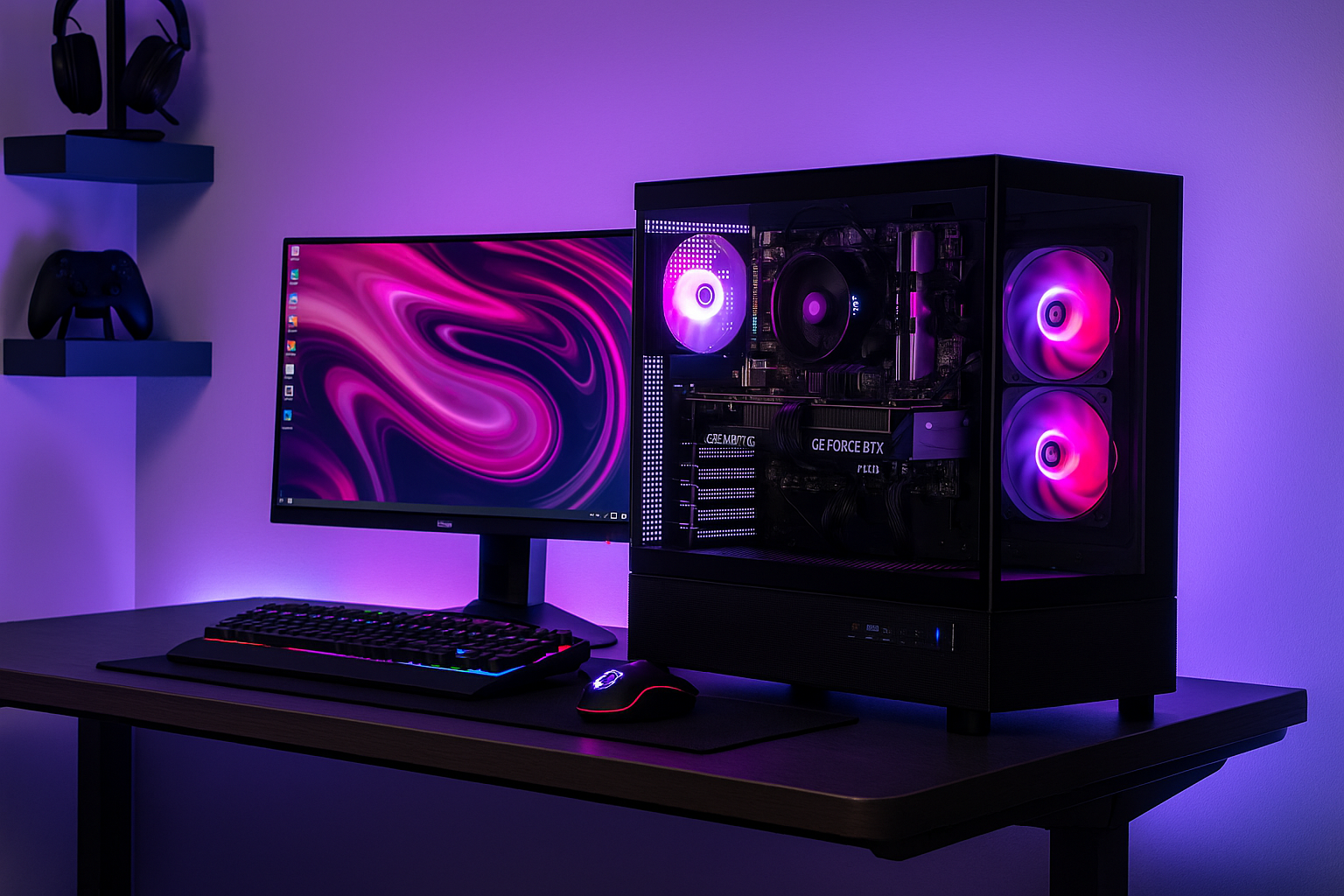 TECHNOID Glass GAMING PC (RTX 5060 - Ryzen 7 7700X - 32 GB RAM - 2TB SSD - WIN 11 H - Wifi - 3 Years Warranty - Black)