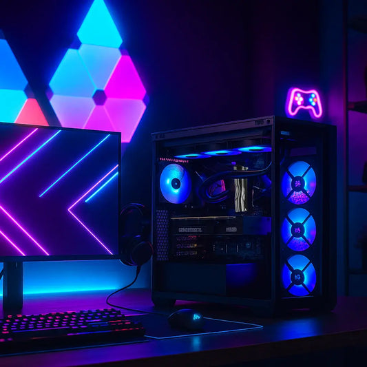 TECHNOID NOVA Gaming PC - GeForce RTX 5090 - AMD Ryzen 9 9950X3D - 64GB DDR5 - 4TB SSD - Win 11 PRO - AI Ready - 1000w 80 Plus Gold PSU - VR Compatible - Black