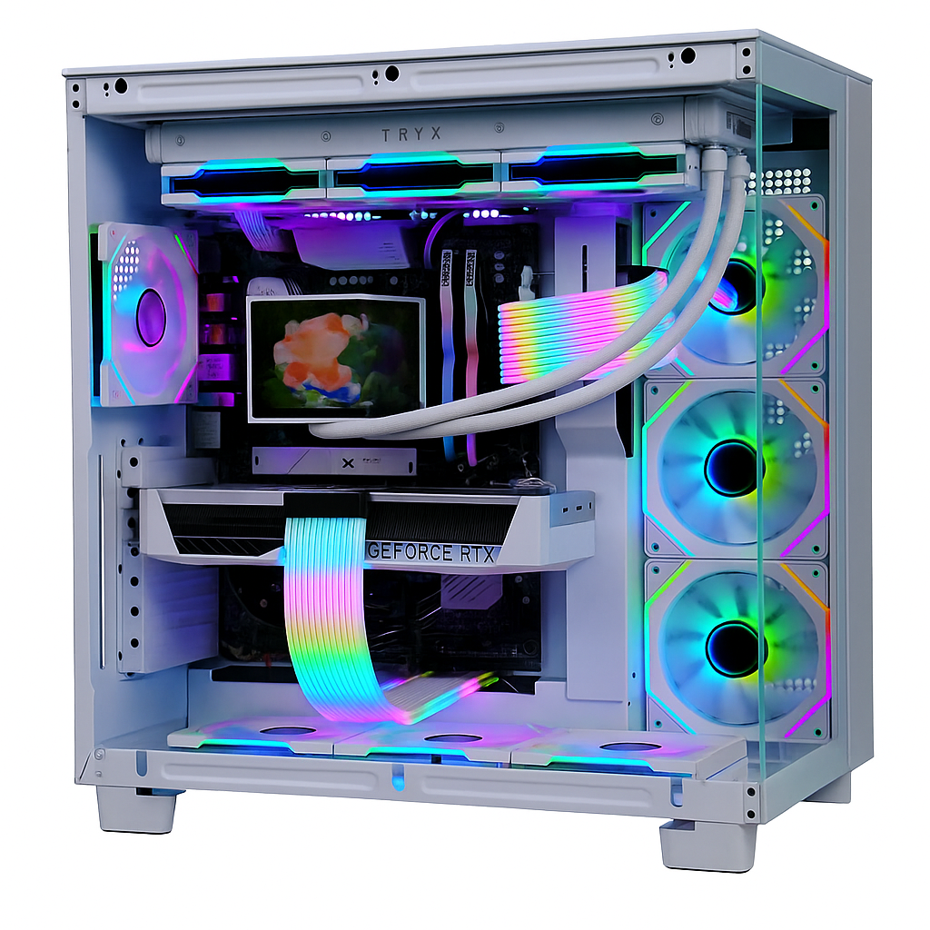 TECHNOID Frozen Gaming PC - RTX 5070 - AMD Ryzen 7 7800X3D - 32GB DDR5 - 2TB SSD - Win 11 PRO - AI Ready - 850w 80 Plus Gold PSU - VR Compatible - White